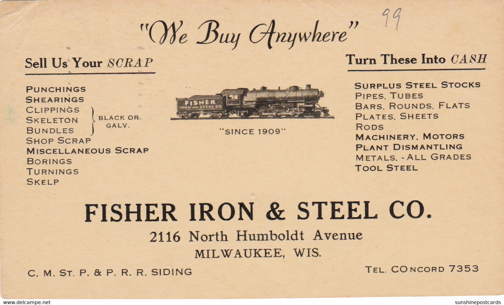 Wisconsin Milwaukee Fisher Iron & Steel Company 1944 - Milwaukee