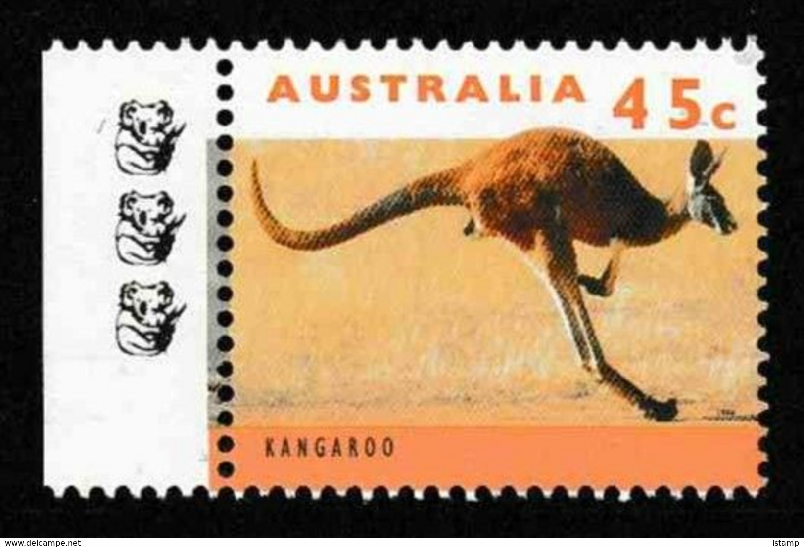 ⭕1994 - Australia Kangaroos & Koalas 'red Kangaroo Hopping' (3rd Reprint - 3 Koalas) - 45c Stamp MNH⭕ - Prove & Ristampe