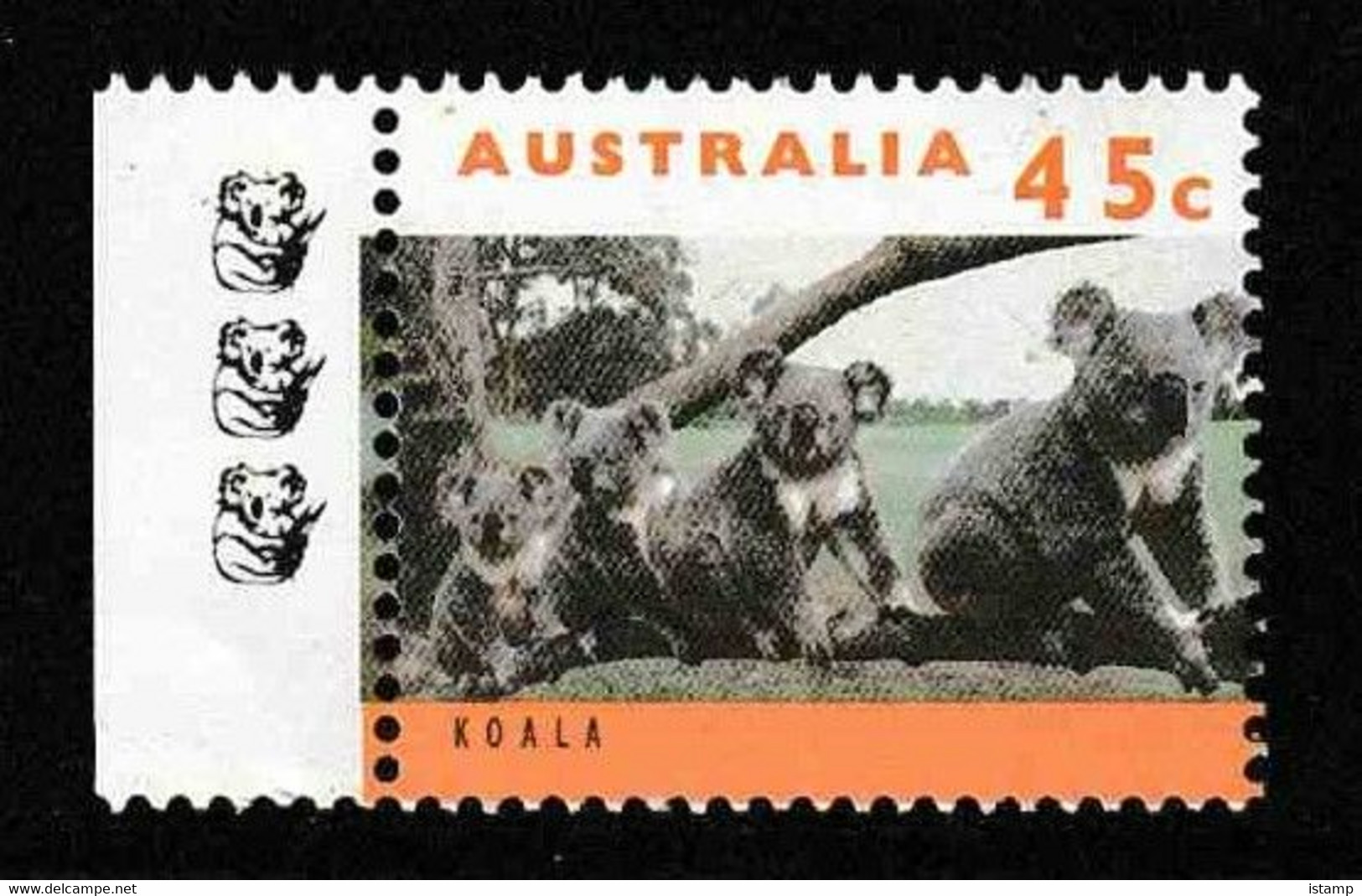 ⭕1994 - Australia Kangaroos & Koalas 'four Koalas' (3rd Reprint - 3 Koalas) - 45c Stamp MNH⭕ - Proeven & Herdruk