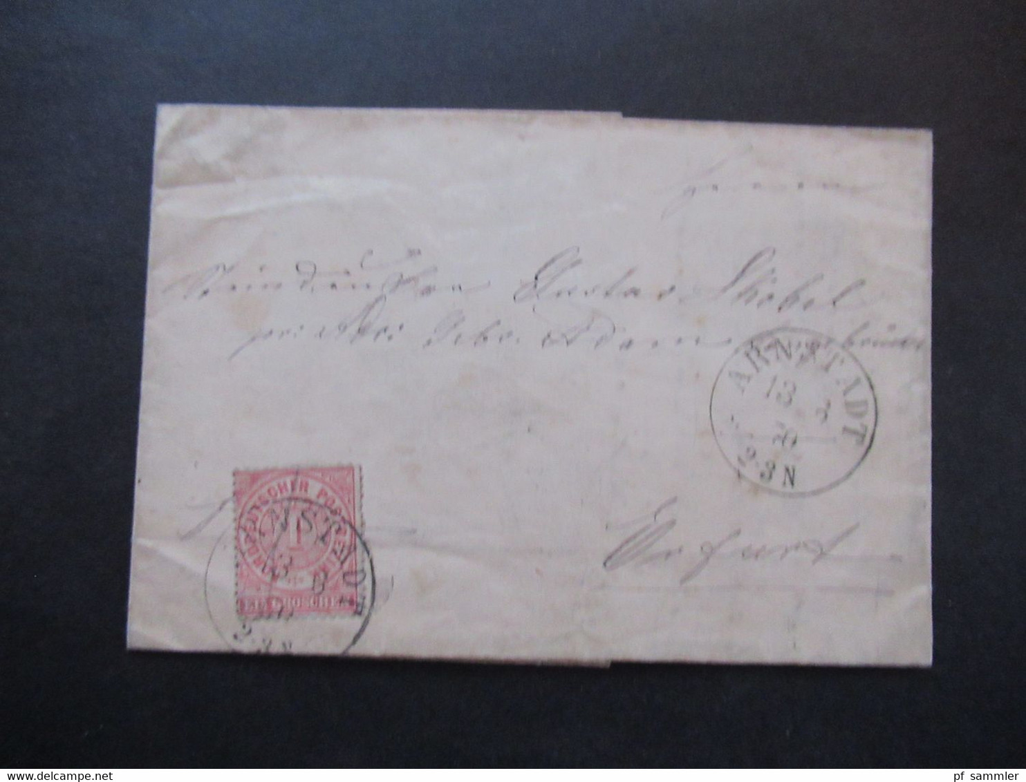 AD NDP 1870 Nr.16 EF Kleiner Faltbrief Mit Inhalt Stempel K1 Arnstadtnach Erfurt Rücks. Stempel Ausg. No2 - Brieven En Documenten