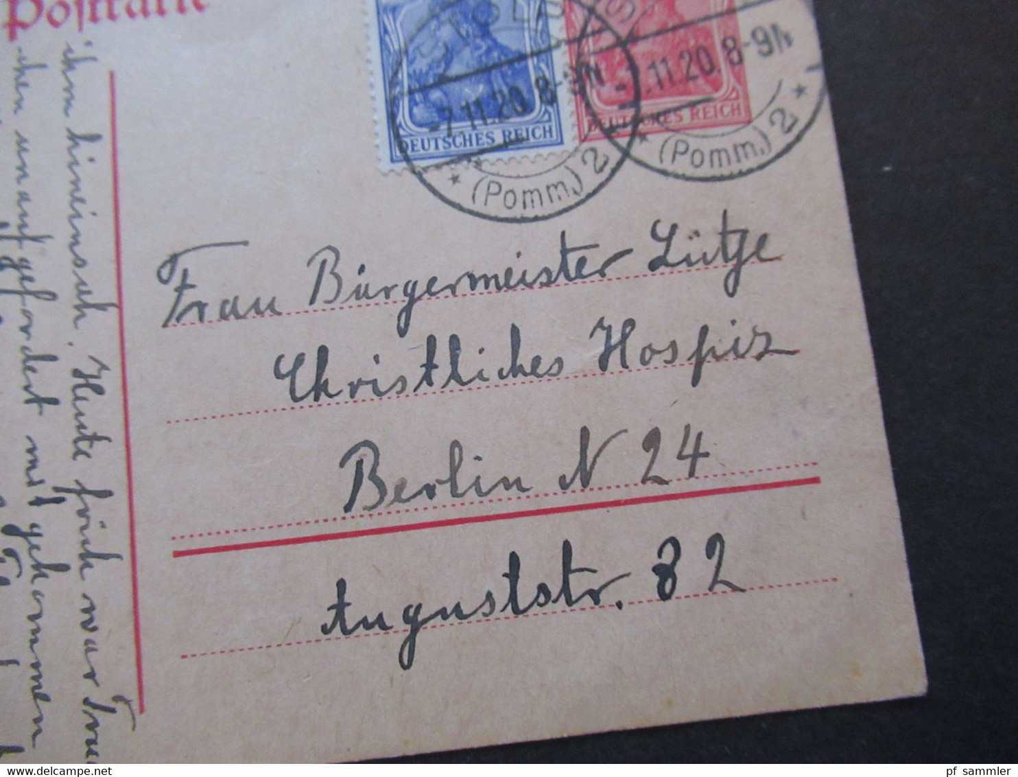 DR 1920 Germania Ganzsachen Mit Zusatzfrankatur Mit Viel Inhalt!! Stempel Stolp (Pommern) Fern PK Nach Berlin - Andere & Zonder Classificatie