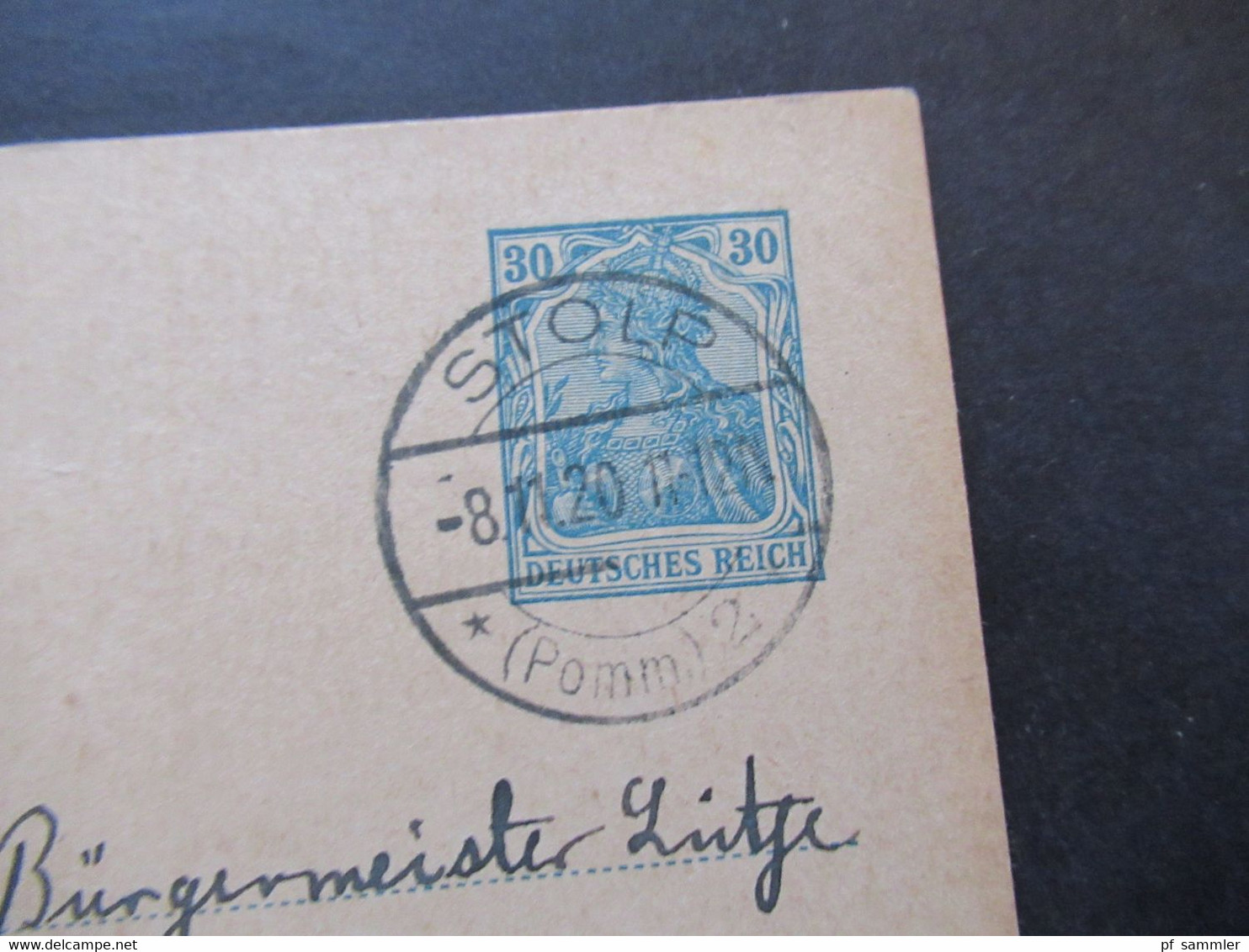 DR 1920 Germania Ganzsache Mit Stempel Stolp Pommern Nach Berlin Ins Christliche Hospiz - Andere & Zonder Classificatie