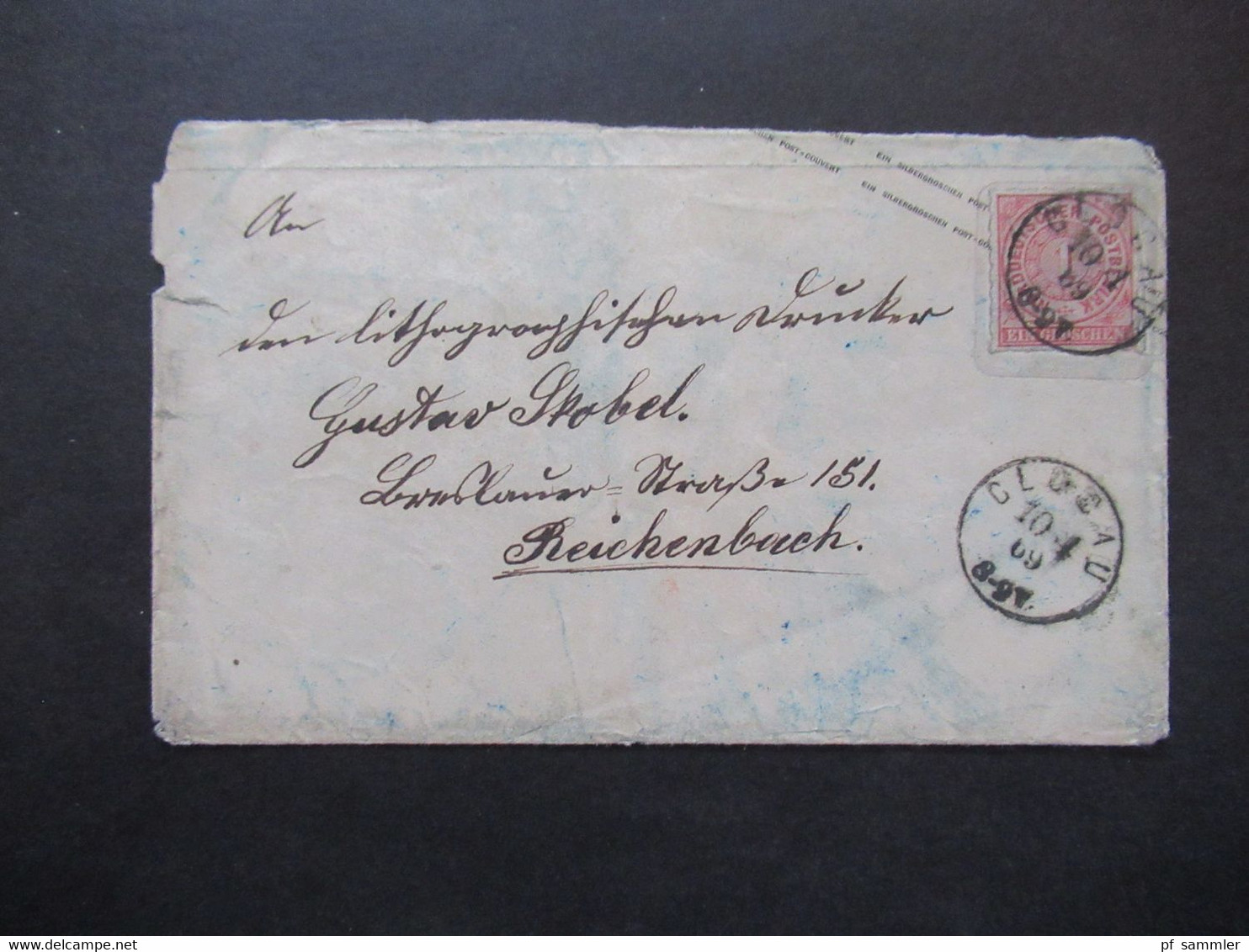 AD NDP 1869 Aufbrauchsausgabe 1 Gr. Auf Umschlag Von Preussen Ausgabe 1863 Stempel Glogau Nach Reichenbach - Postwaardestukken