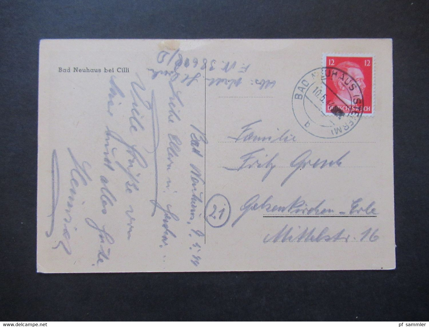 Ostmark 3.Reich 1944 Besetzung Von Slowenien AK Bad Neuhaus Bei Cili (Celje) Stempel Bad Neuhaus (Steiermark) - Unclassified