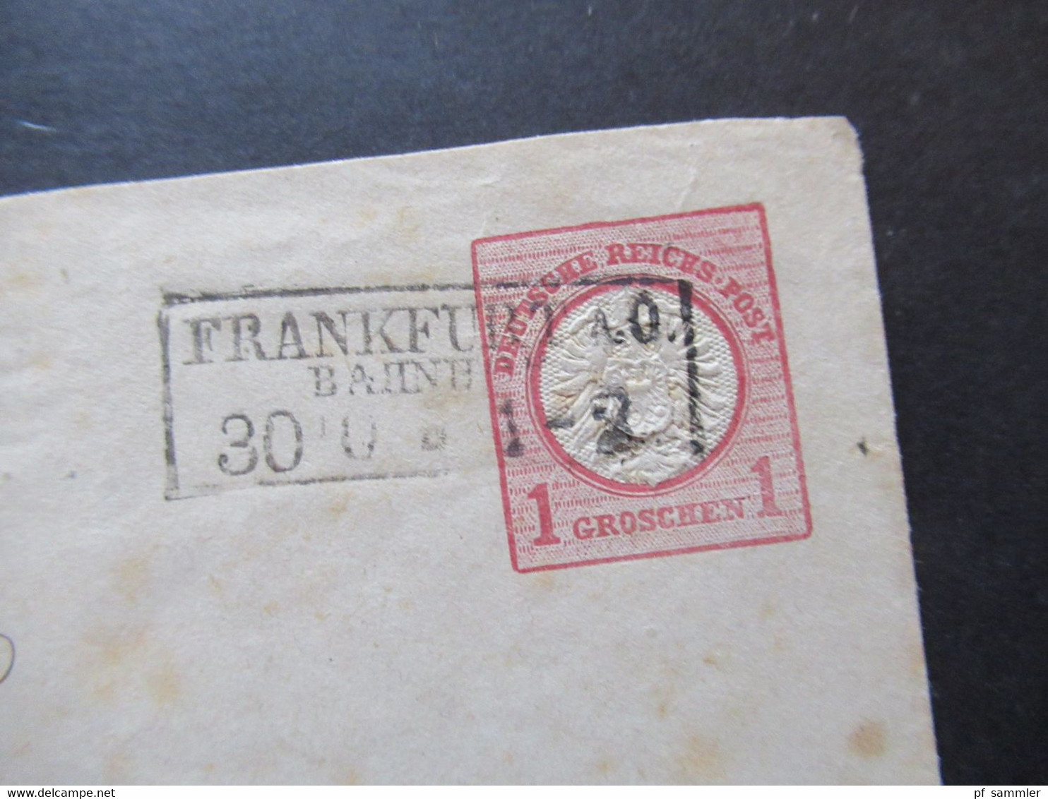 DR 1872 Ganzsachen Umschlag U3 Adler Mit Gr. Brustschild Stempel Ra3 Frankfurt A.O. Bahnhof Nach Beraun Böhmen Mit Ank. - Storia Postale