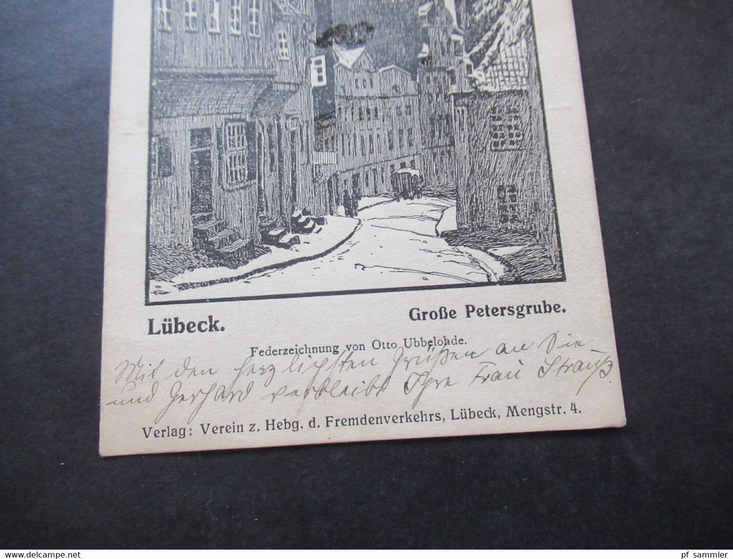 DR 1927 Künstler AK Lübeck Große Petersgrube Federzeichnung Von Otto Ubbelohde Verlag Verein Fremdenverkehr - Lübeck