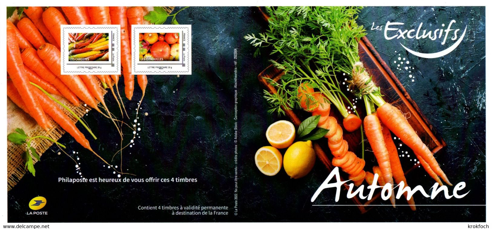 Carnet Légumes D'automne Offert Par Philaposte : 2 Carottes & 2 Citrouilles Lettre Prioritaire - Neufs