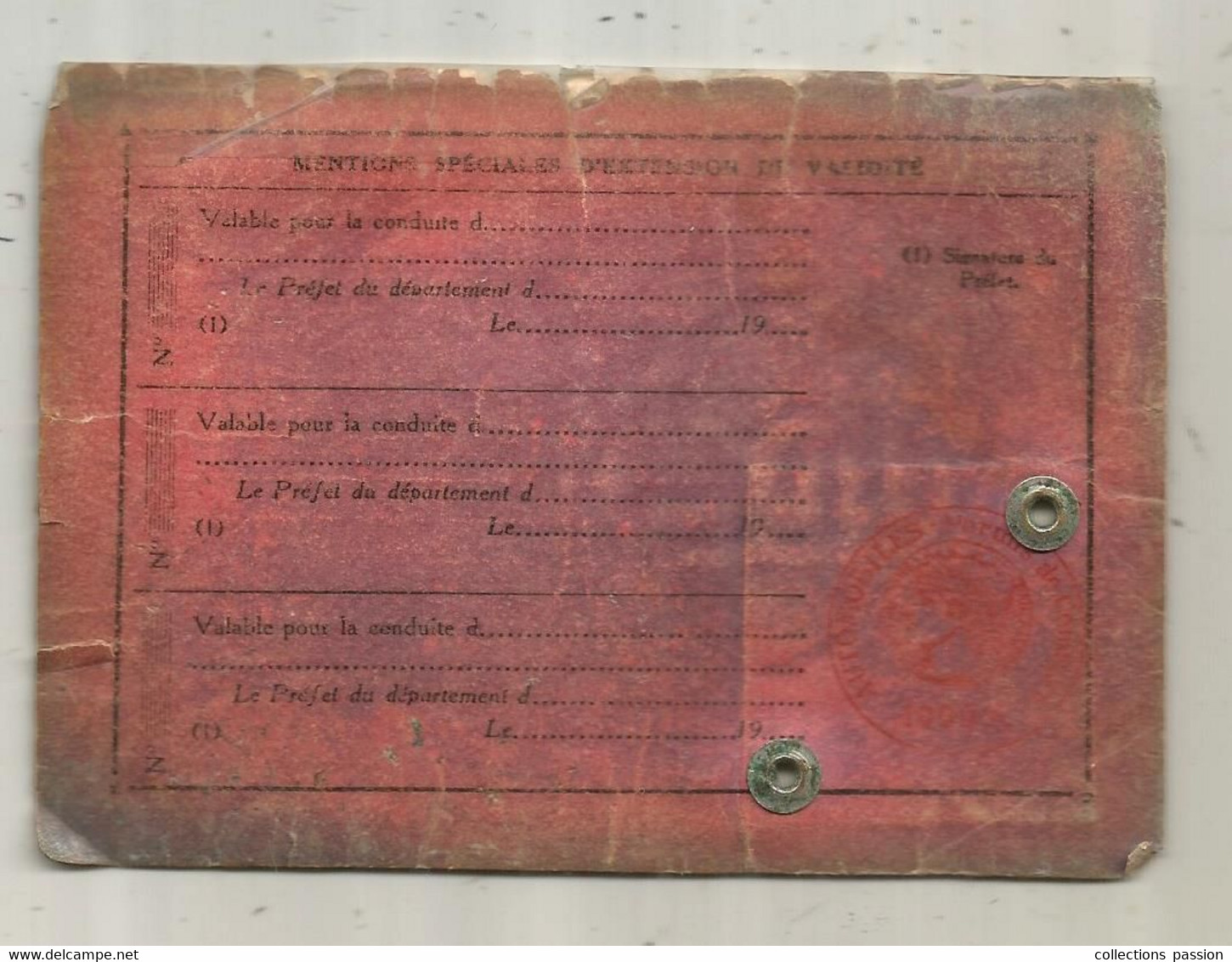 Permis De Conduire Les Automobiles , Préfecture De La VIENNE,  Poitiers , 1954,  2 Scans - Ohne Zuordnung