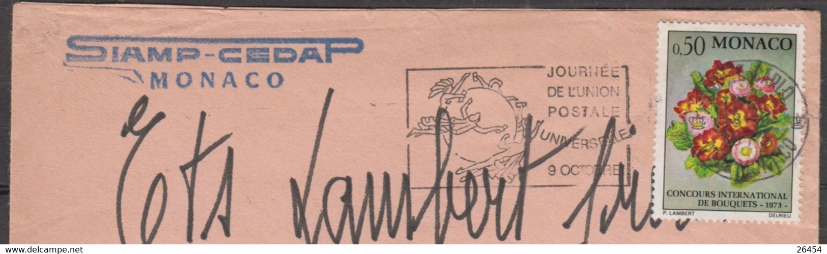 MONACO Concours Int De Bouquets   50c   SEUL Sur Enveloppe Pub Année 1975 Pour 92000 NANTERRE Avec Flamme Journée.... - Briefe U. Dokumente