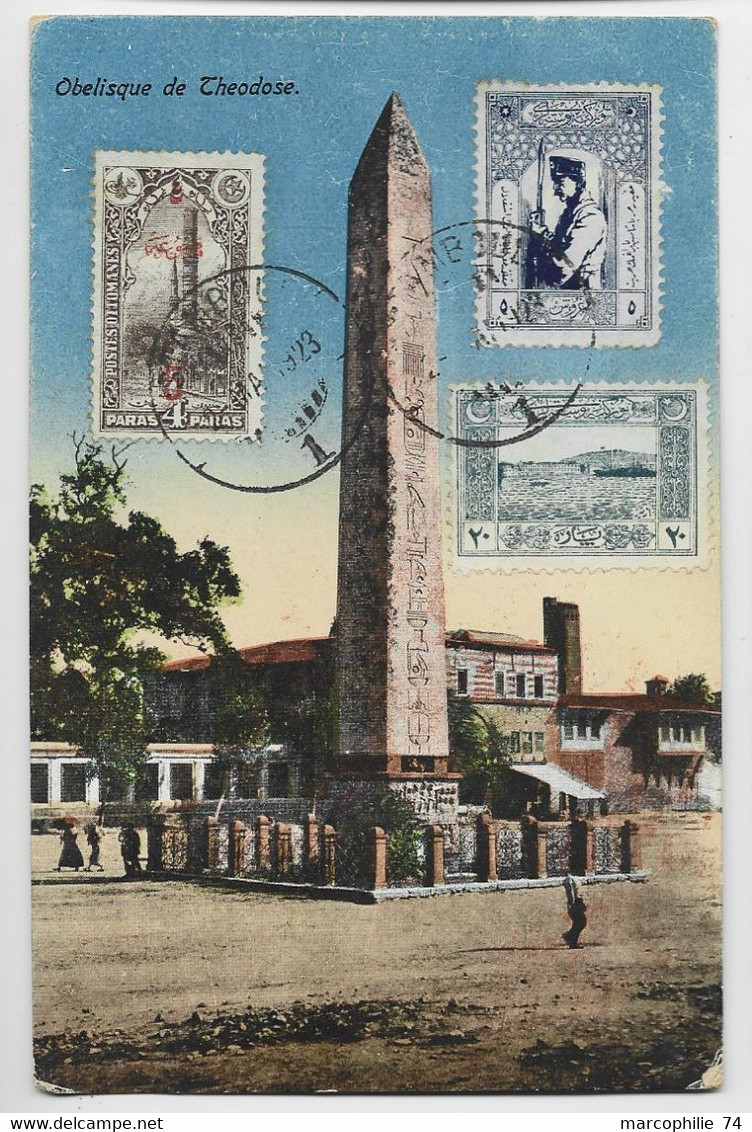 TURKEY TURQUIE 4P + VIGNETTE MILITAIRE AU RECTO CARD  STAMBOUL  1923 - Briefe U. Dokumente