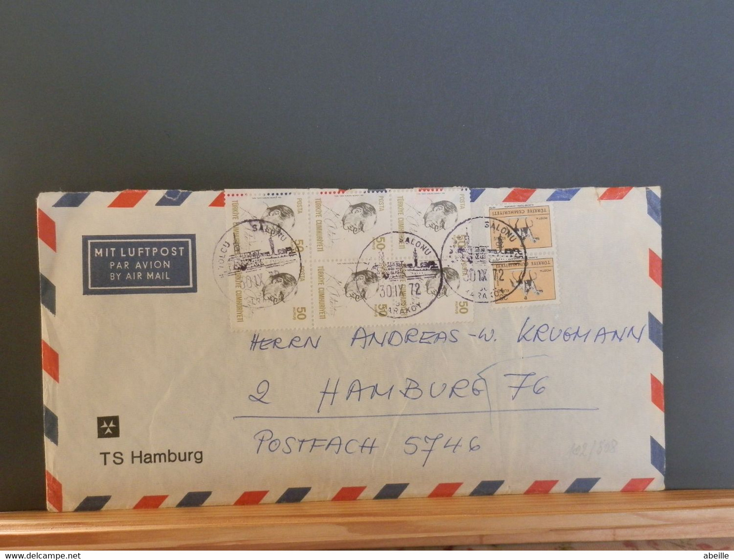 102/808  LETTRE TURC  POUR ALLEMAGNE   1972 - Storia Postale