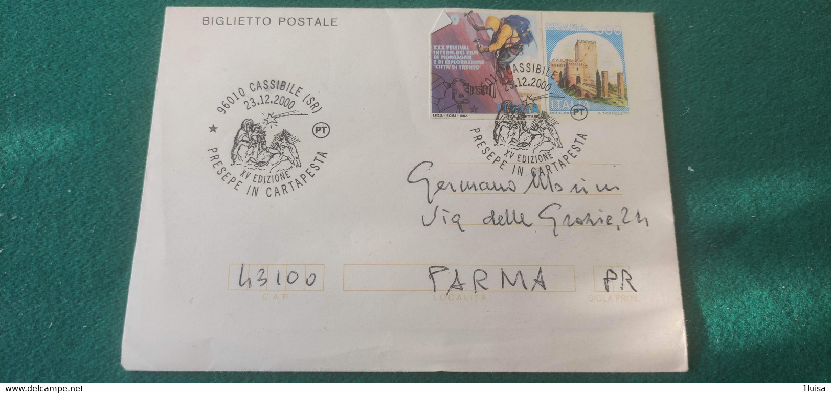 2000 Presepe In Cartapesta XV° Edizione 23/12/2000 Cassibile - 1991-00: Storia Postale