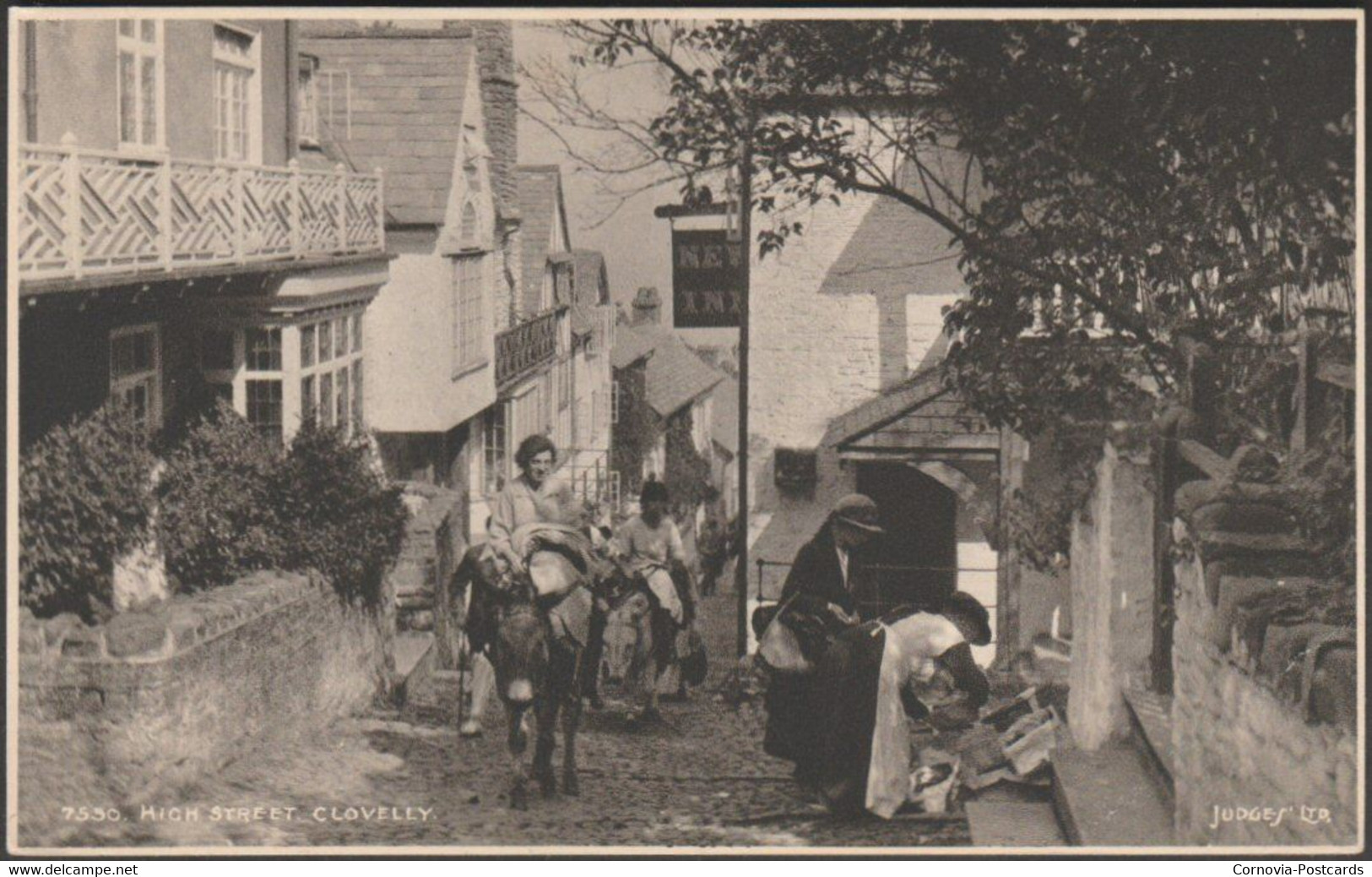 High Street, Clovelly, Devon, 1923 - Judges Postcard - Clovelly