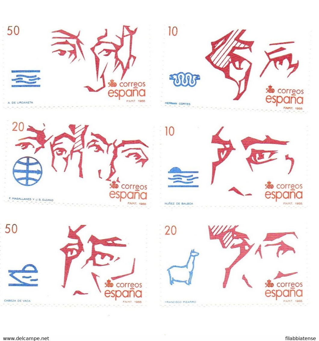 1988 - Spagna 2585/90 Scoperta Dell'America     ----- - Unused Stamps