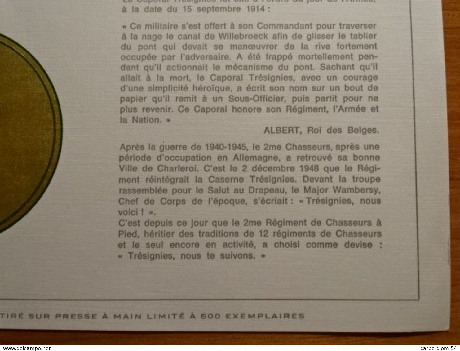 Belgique - Feuillet De Luxe - Caporal L. Tresignies - Heros National - 26/08/1914 - Deluxe Sheetlets [LX]