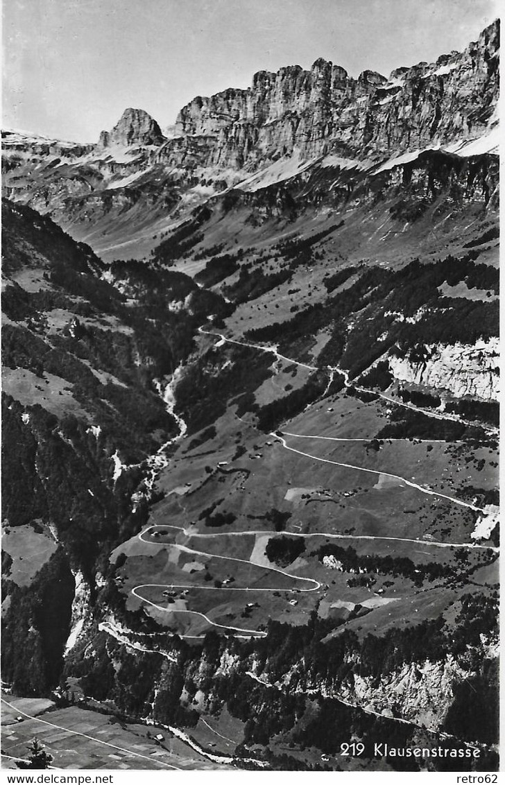 KLAUSENSTRASSE → Strassenführung Von Linthal Auf Den Urnerboden, Ca.1945 - Linthal