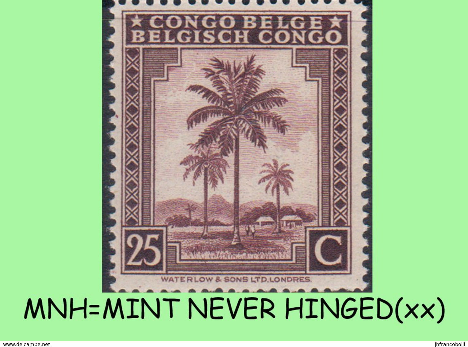 1942 ** BELGIAN CONGO / CONGO BELGE = COB 252 MNH RED LILAC PALM TREE : BLOC OF -4- STAMPS WITH ORIGINAL GUM - Blocks & Kleinbögen