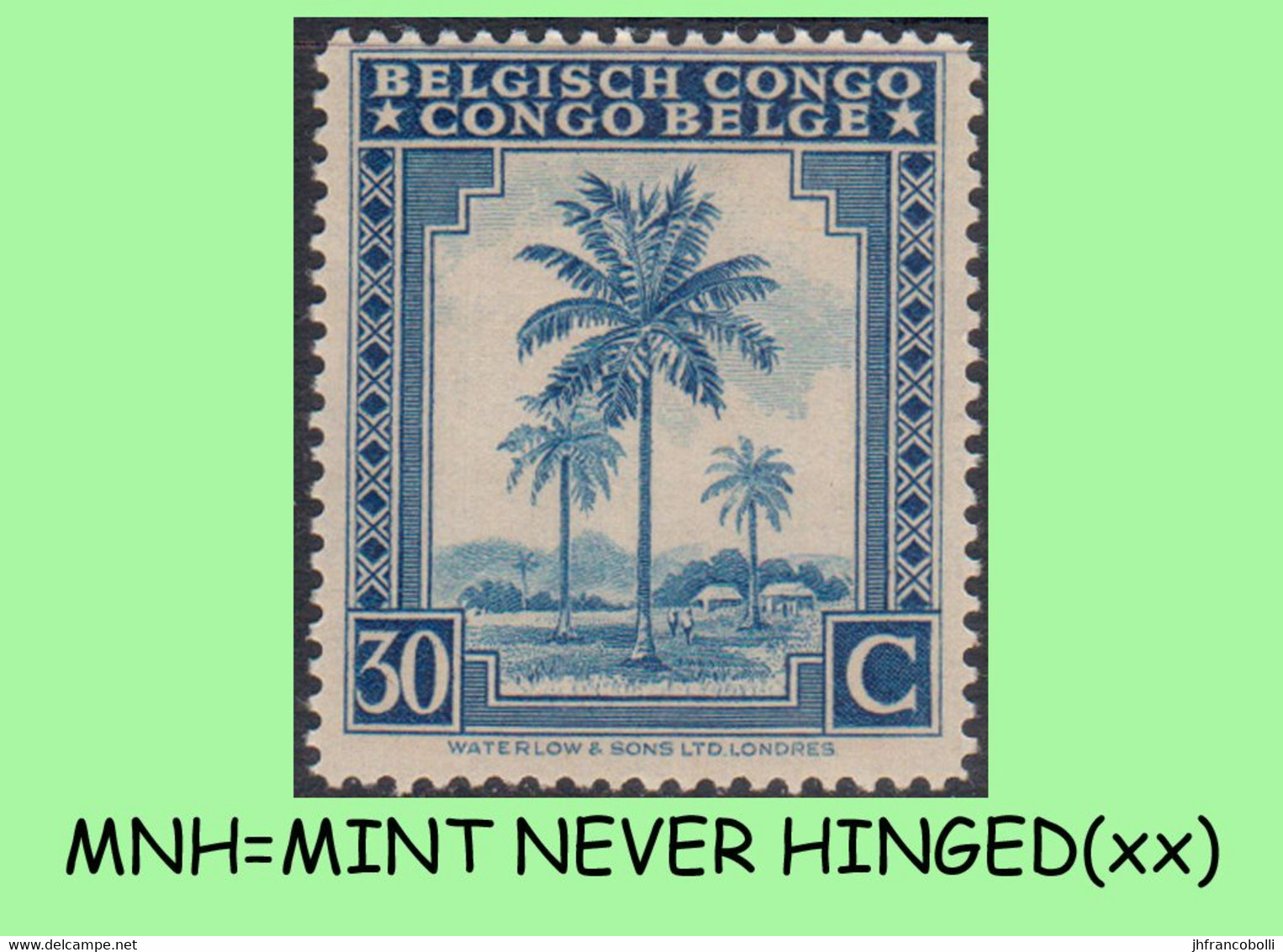 1942 ** BELGIAN CONGO / CONGO BELGE = COB 233 MNH BLUE PALM TREE : BLOC OF -4- STAMPS WITH ORIGINAL GUM - Blocchi