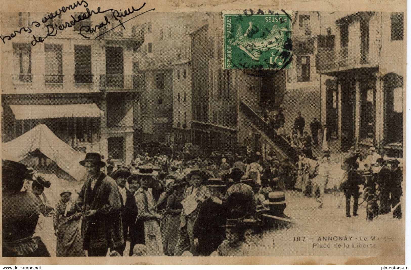 ANNONAY LE MARCHE PLACE DE LA LIBERTE 1908 - Annonay