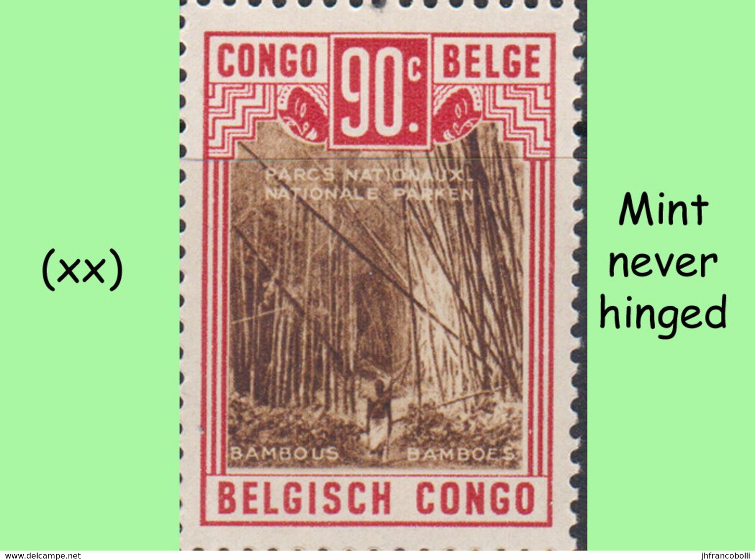 1938 ** BELGIAN CONGO / CONGO BELGE = COB 198 MNH BAMBOO FOREST BLOCK OF -4- STAMPS WITH ORIGINAL GUM - Blocks & Sheetlets