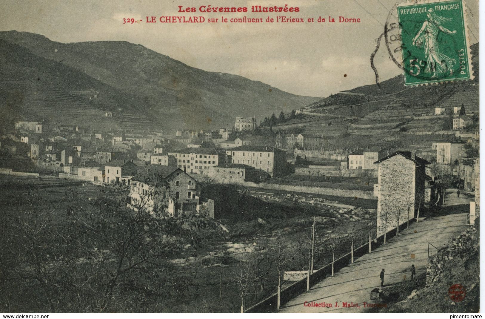 LE CHEYLARD SUR LE CONFLUENT DE L'ERIEUX ET DE LA DORNE VUE GENERALE 1911 - Le Cheylard