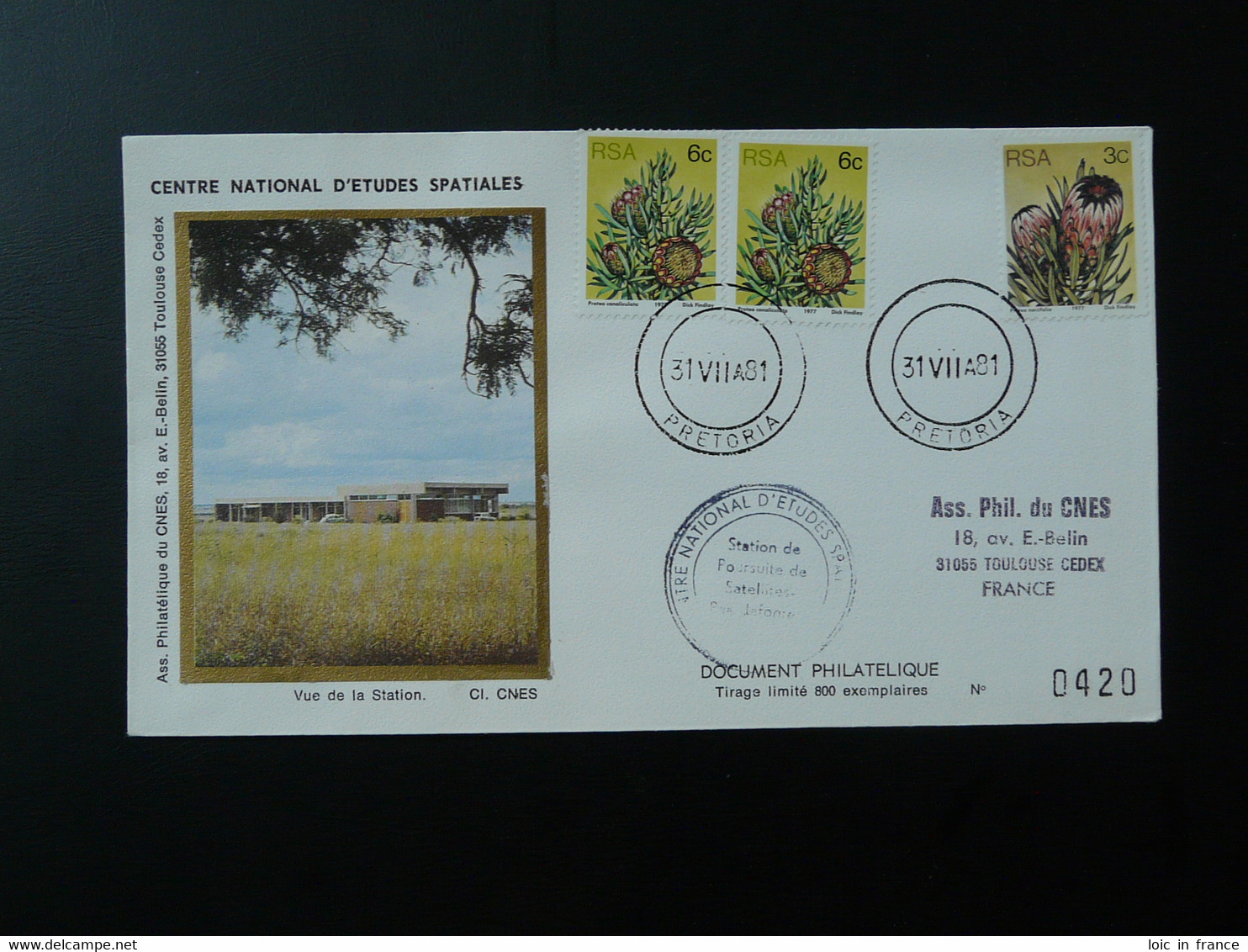 Lettre Cover Espace Space CNES Station De Pretoria Afrique Du Sud South Africa 1981 - Africa