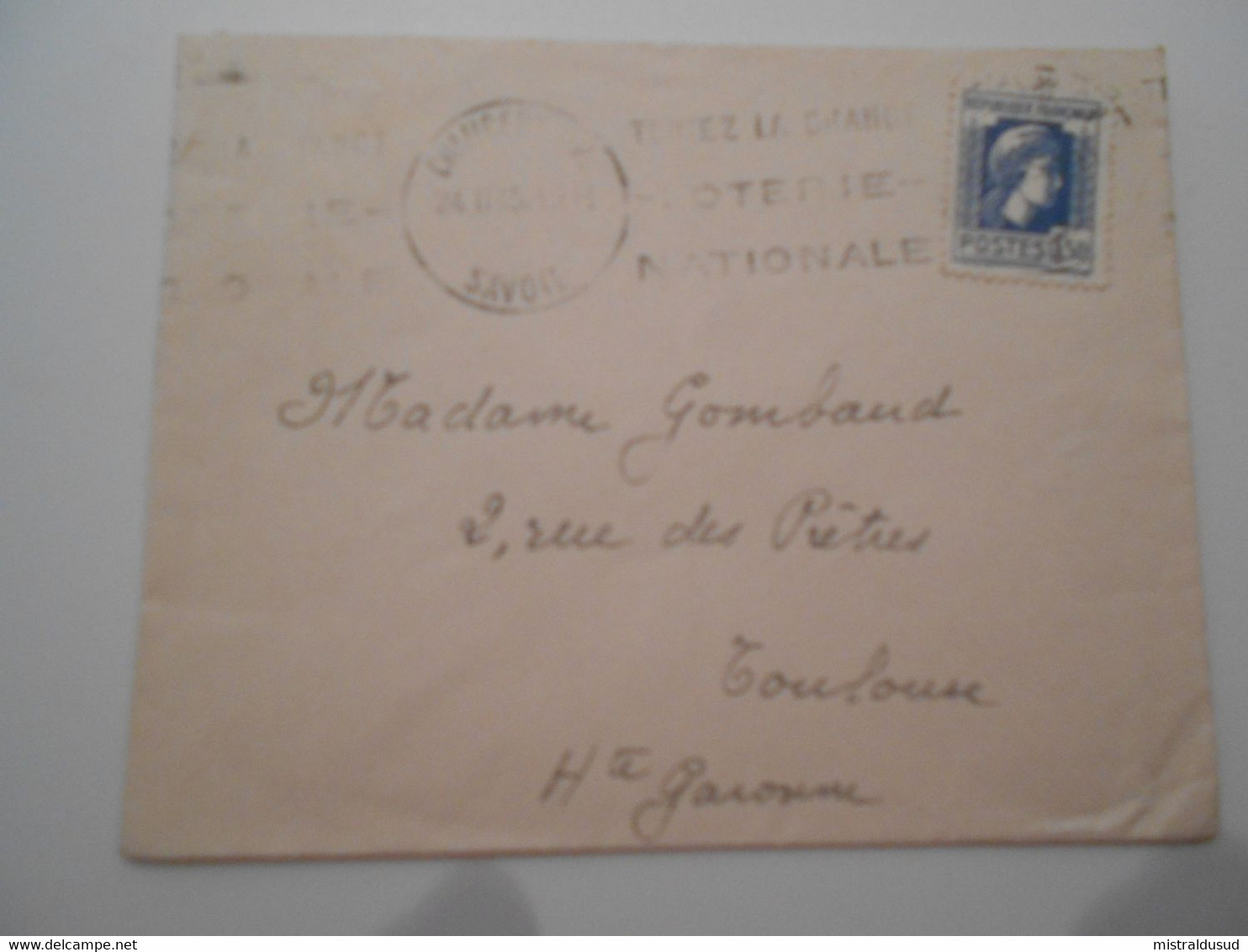 France Marianne D Alger , Lettre De Chambery 1945 Pour Toulouse - 1944 Gallo E Marianna Di Algeri