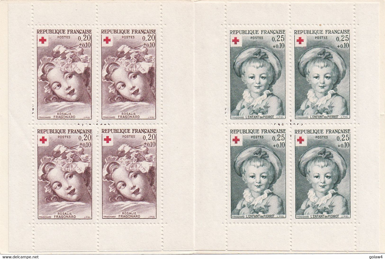 31238# CARNET CROIX ROUGE 1962 ** ROSALIE DE FRAGONARD ENFANT EN PIERROT COTE 42 Euros - Croix Rouge