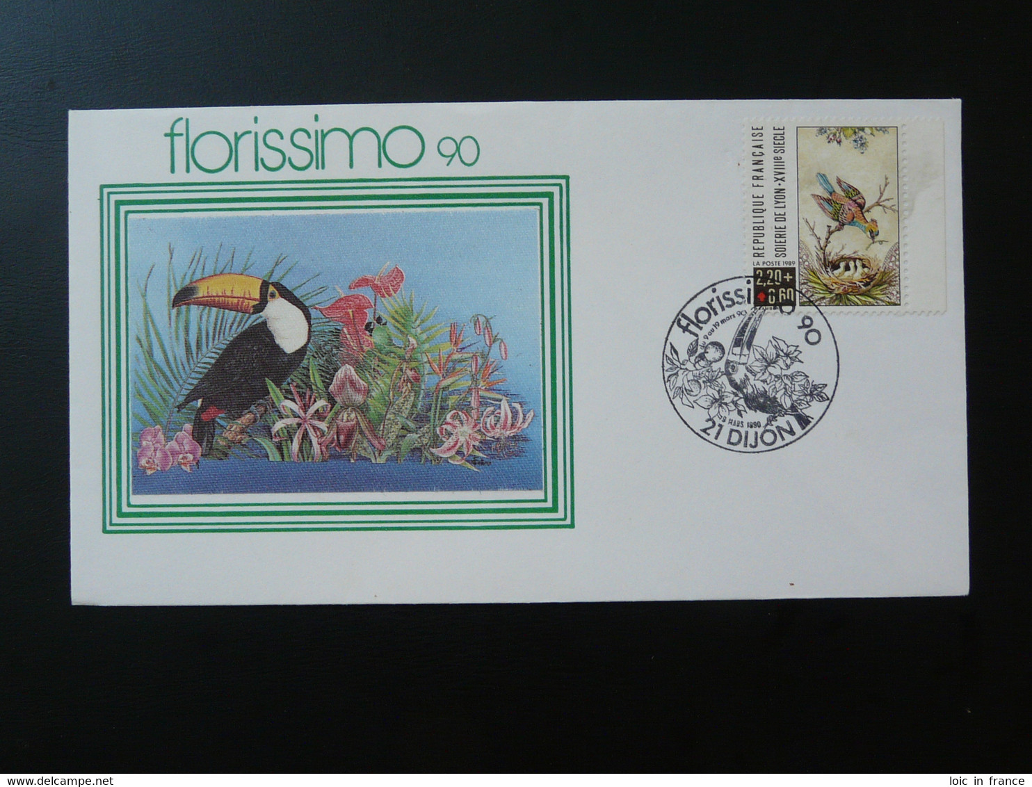 Lettre Cover Oiseau Toucan Bird Florissimo Dijon 21 Cote D'Or 1990 - Oblitérations & Flammes