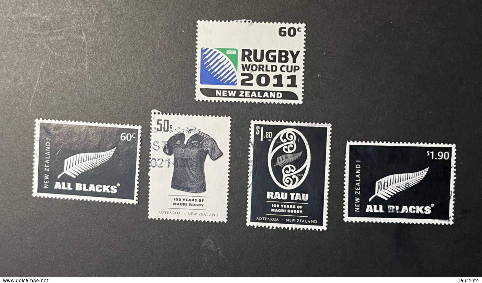 (STAMPS 7-1-2023) New Zealand (used / Tamponer) Rugby All Black (5 Stamps) - Gebruikt