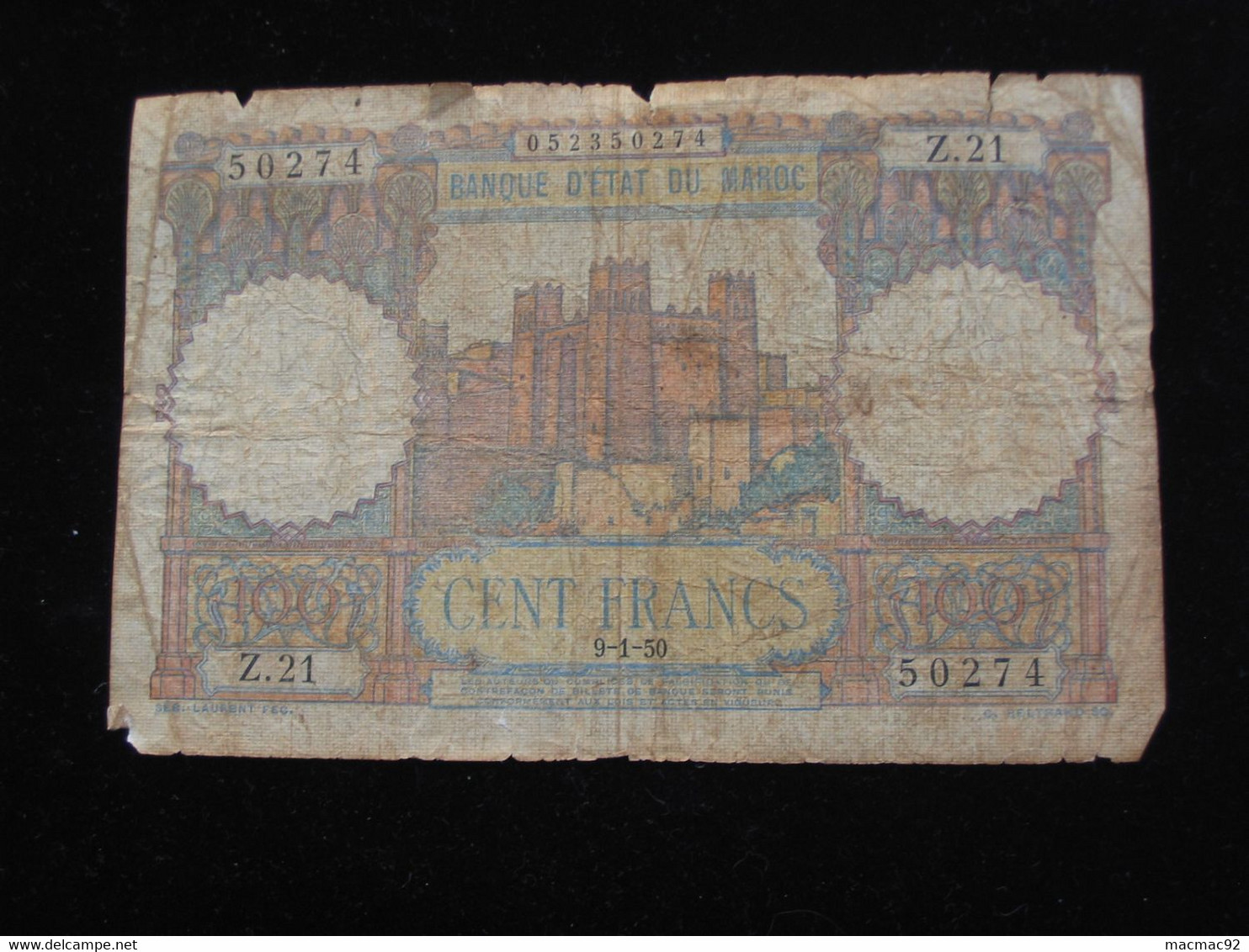 Maroc - 100 Cent Francs 9-1-1950 - Banque D'état Du Maroc   **** EN ACHAT IMMEDIAT **** - Marocco