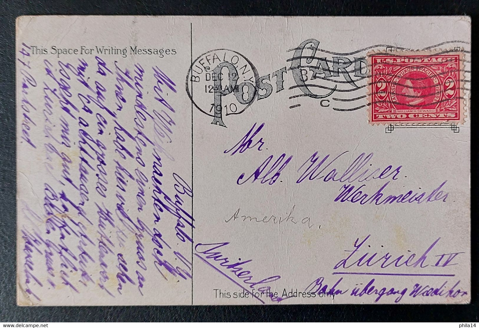 CARTE POSTALE / USA IVY ARCH DELAWARE PARK BUFFALO NY / 1910 TO ZURICH SWITZERLAND - Buffalo