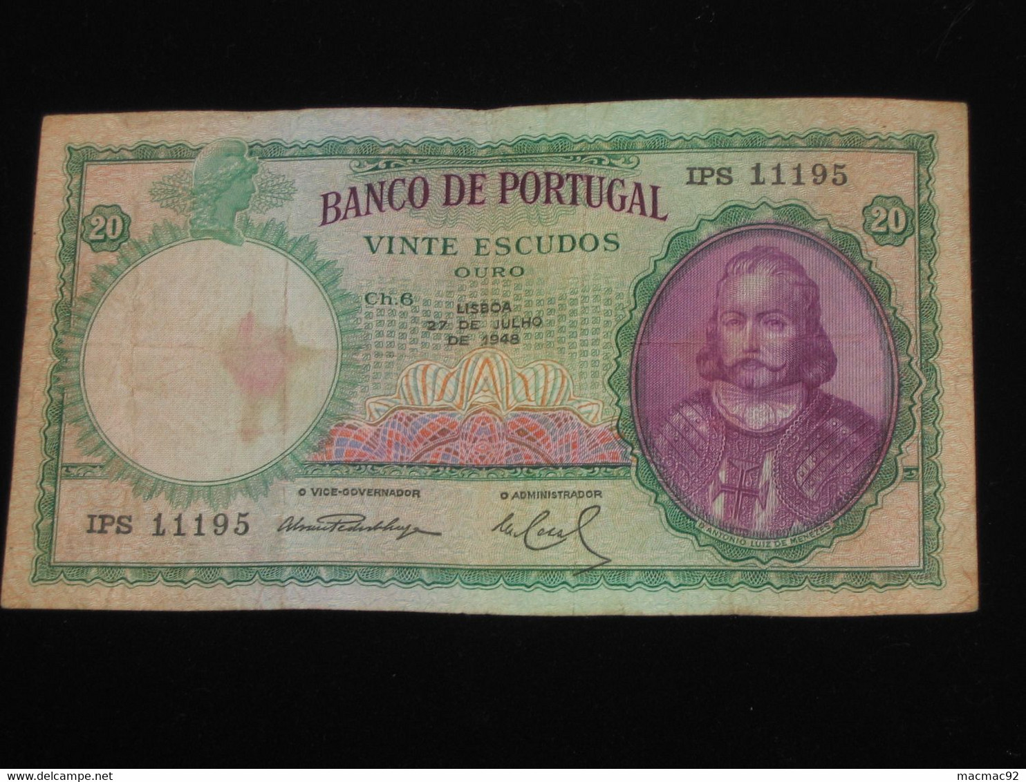Portugal - Vinte 20 Escudos 1948 - Banco De Portugal  **** EN ACHAT IMMEDIAT **** - Portugal