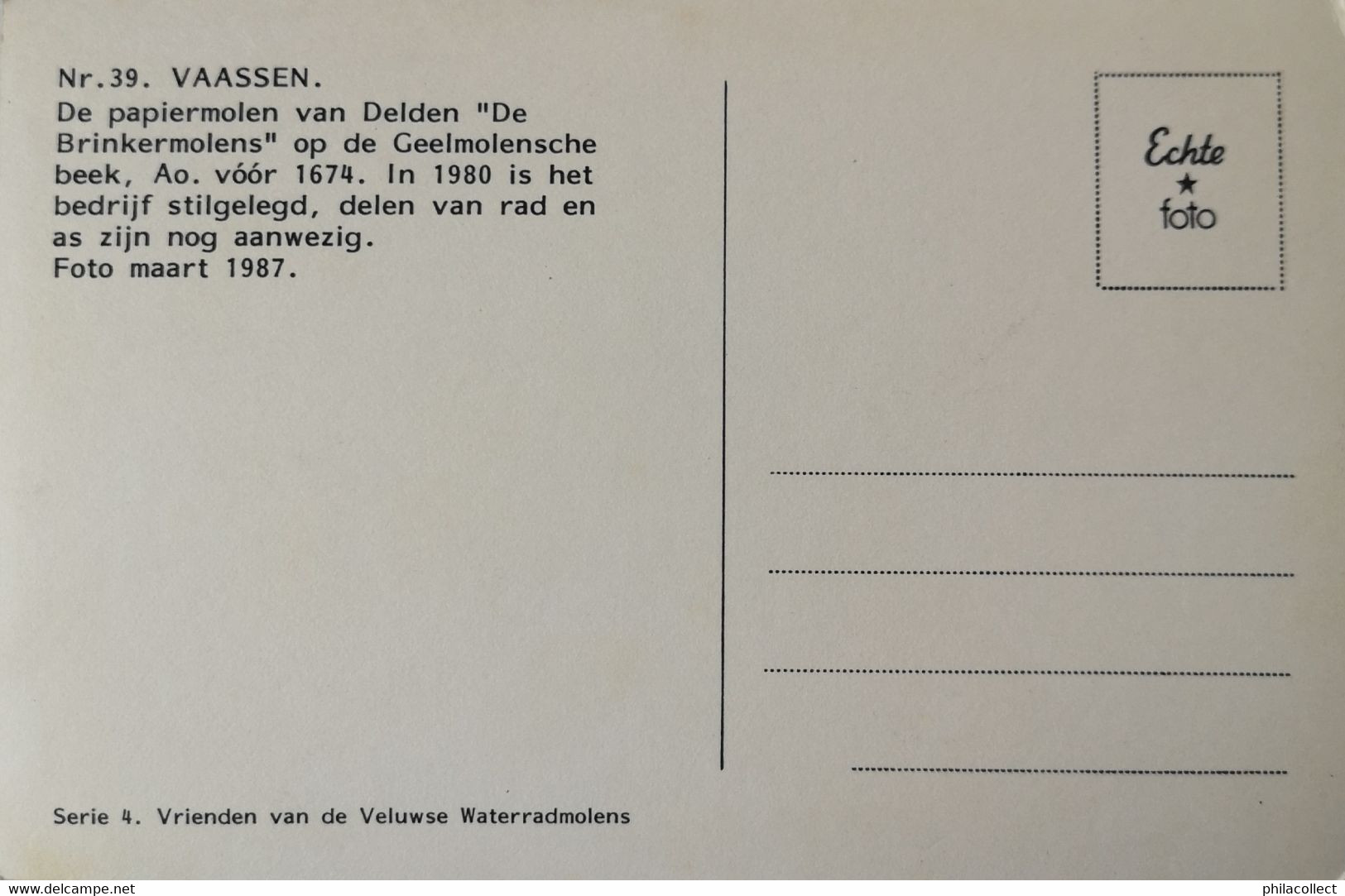 Vaassen (Gld.) Papiermolen Van Delden 19?? - Epe