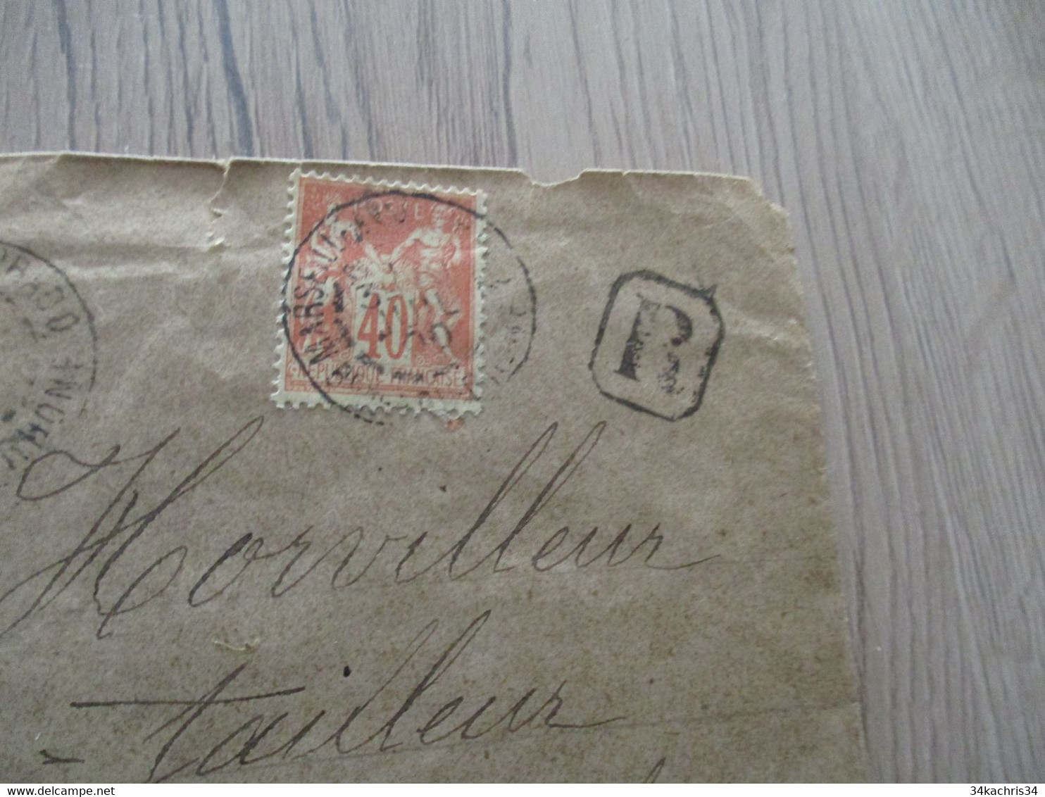 Lettre France 40c Orange Type Sage Seul Sur Lettre En Recommandé Marseille Pour Nîes AR 19/7/190 - 1898-1900 Sage (Type III)