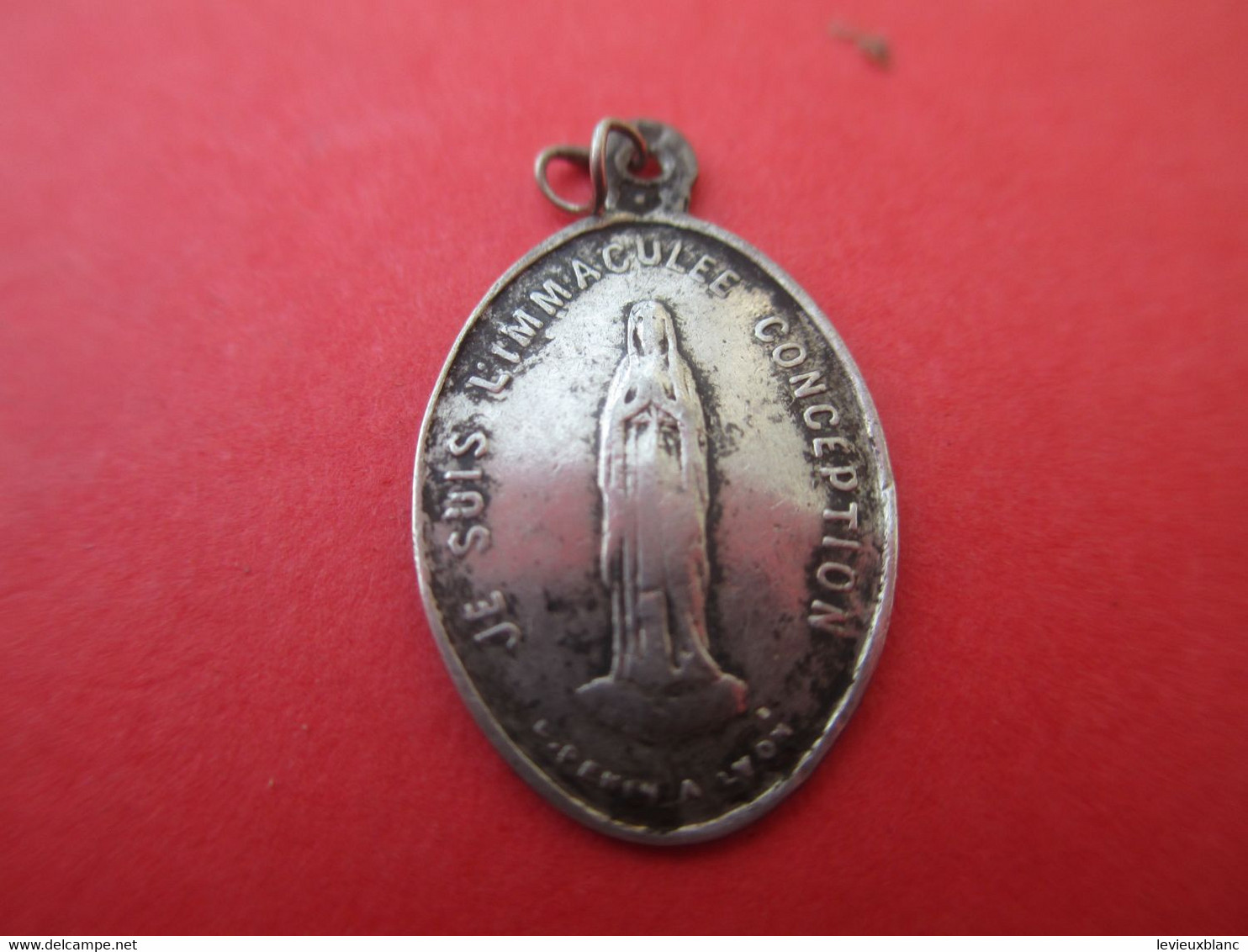 Petite Médaille Religieuse Ancienne/Je Suis L'immaculée Conception /Souvenir De ND De Lourdes/Argent /Début XXéme CAN620 - Godsdienst & Esoterisme