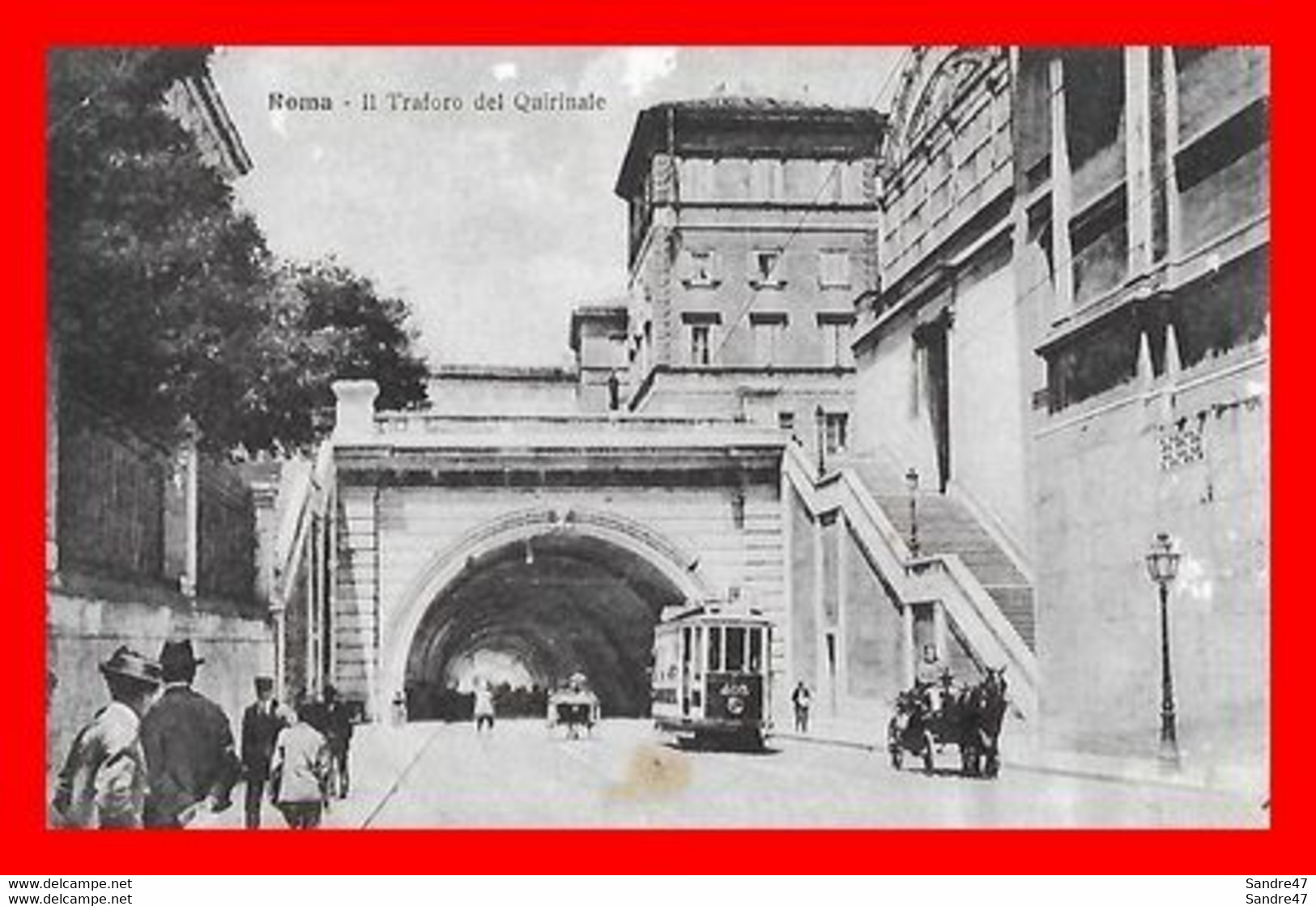 CPA ROME (Italie).  Il Traforo Del Quirinale, Animé, Tramway, Attelage Calèche..*1580 - Transportmiddelen