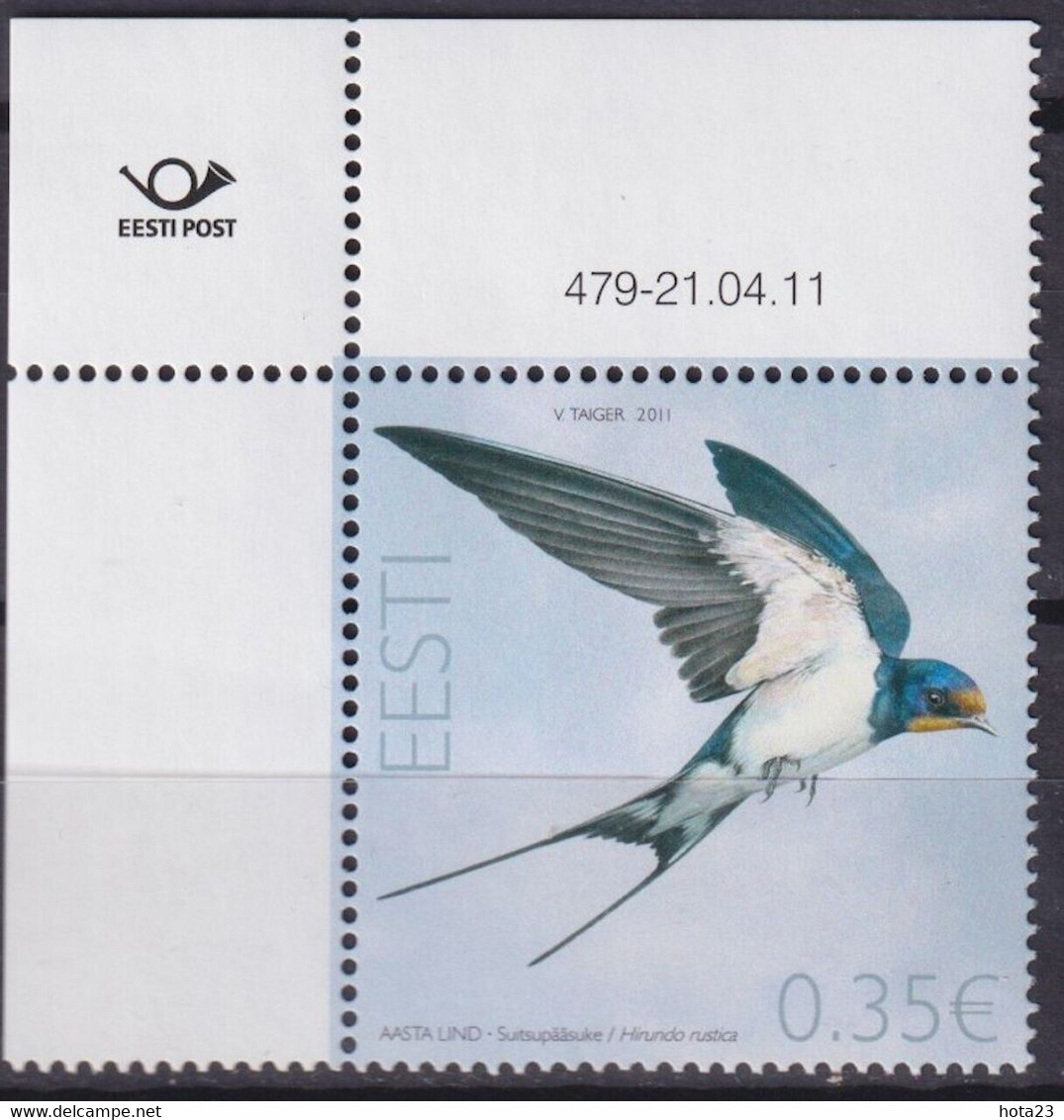 ESTONIA 2011 - Bird Of The Year - Barn Swallow MNH + Border - Hirondelles