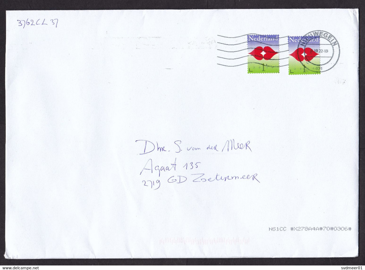 Netherlands: Cover, 2022, 2 Stamps, Love, Heart, Kiss, Hearts (minor Crease) - Storia Postale