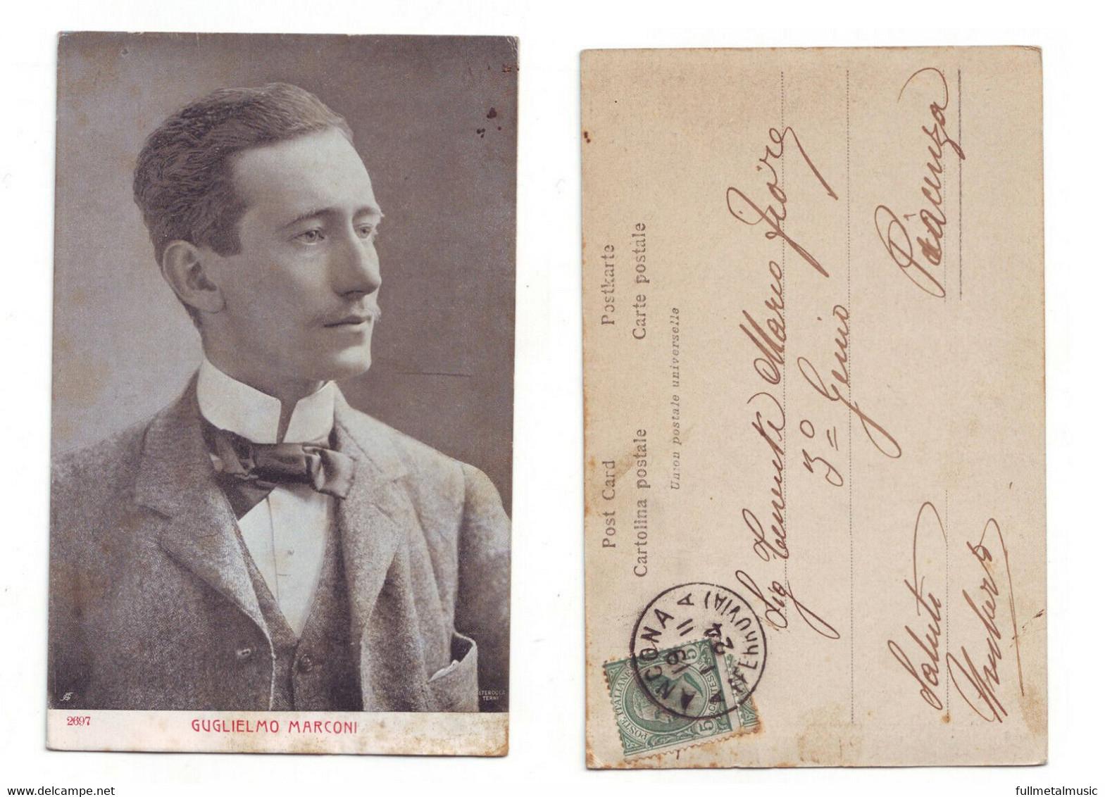 Guglielmo Marconi Personaggi Famosi Ritratto - 2697 Viaggiata Anni '10 Alterocca A Mario Fiore Eroe Di Nervesa 1911 - Premi Nobel