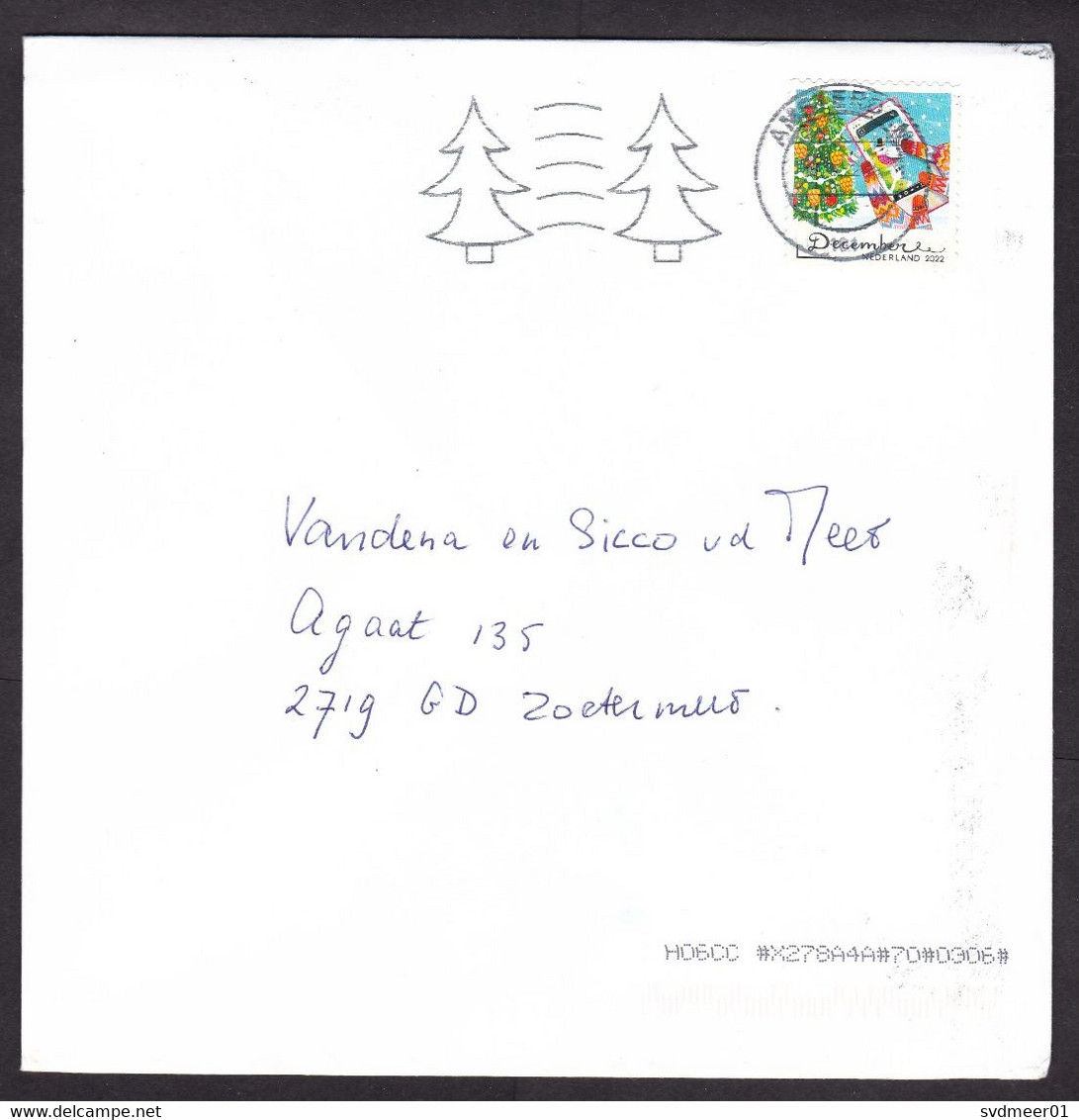 Netherlands: Cover, 2022, 1 Stamp, Christmas Tree, Smartphone Photography, Telephone (minor Cancel Ink) - Briefe U. Dokumente