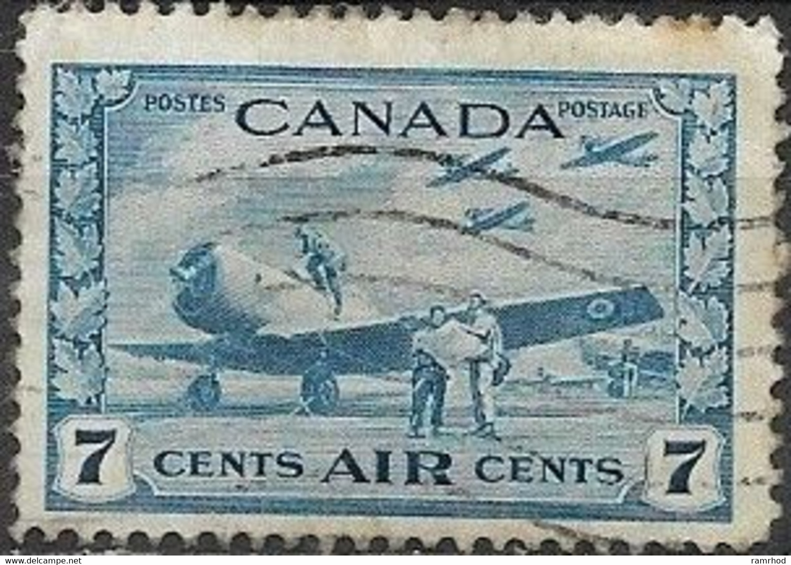 CANADA 1942 War Effort -  7c. - Air Training Camp (air) FU - Luftpost