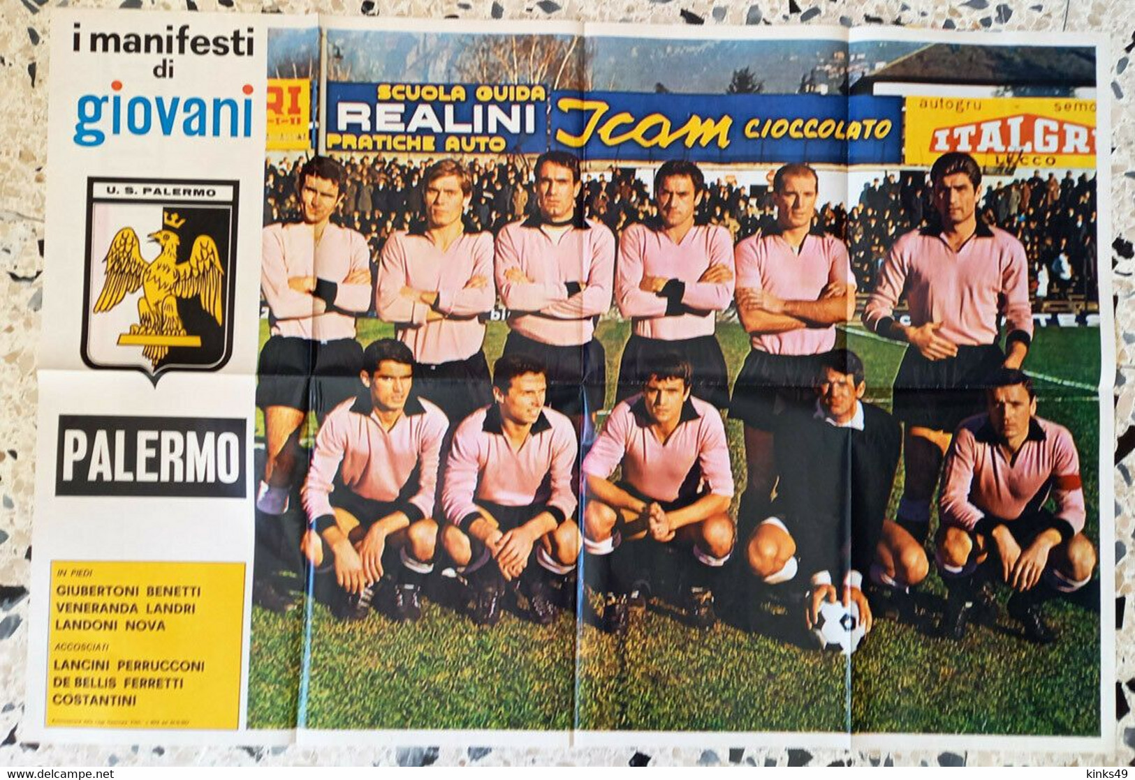 781 = ADRIANO CELENTANO E Squadra Del PALERMO - Manifesto Originale Anni '60 Dalla Rivista "Giovani" - Plakate & Poster