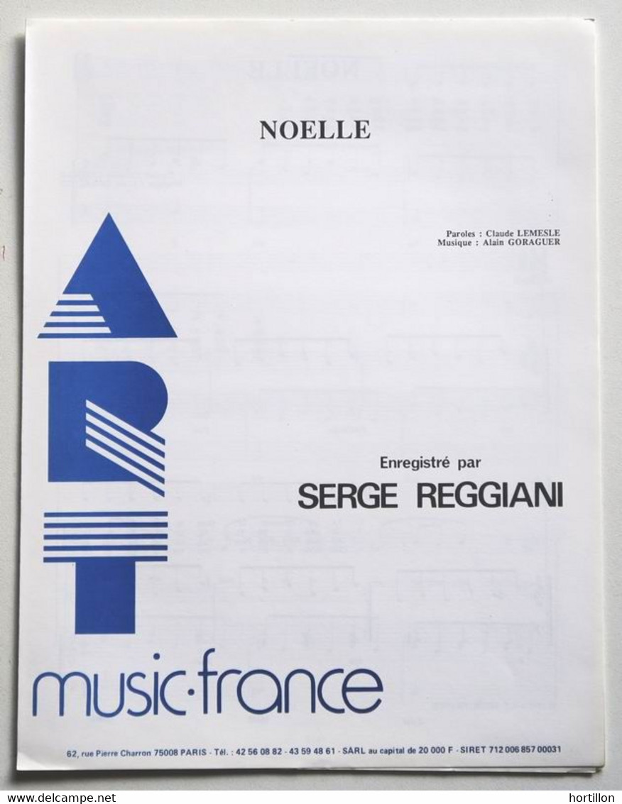 Partition Sheet Music SERGE REGGIANI : Noelle - Piano Et Chant - Chansonniers