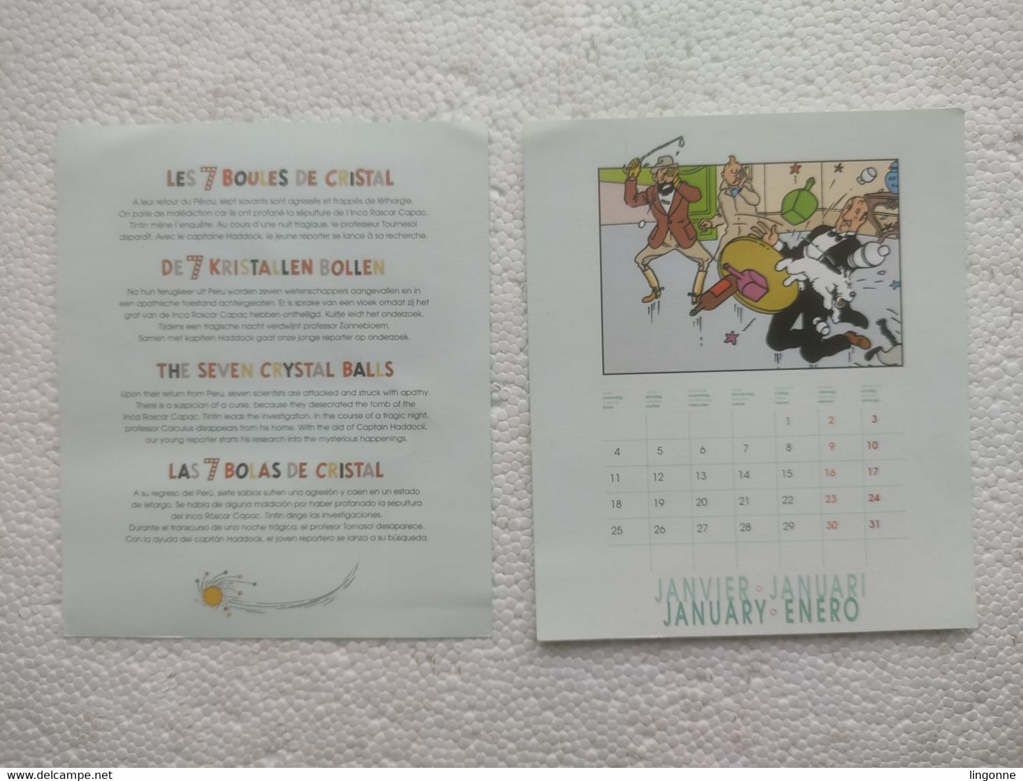 1999 AGENDA CALENDRIER TINTIN LES 7 BOULES DE CRISTAL Hergé Moulinsart - Diaries