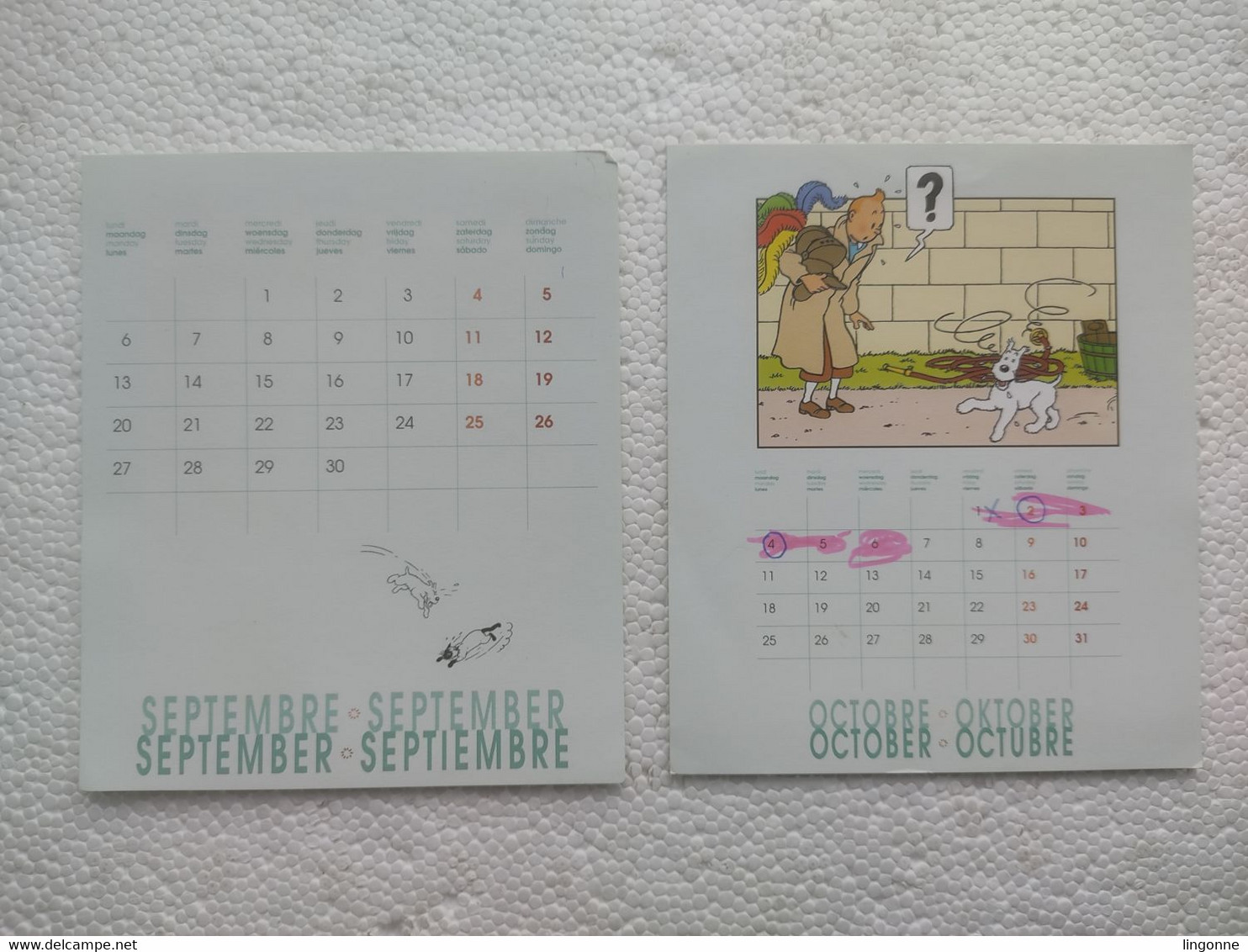 1999 AGENDA CALENDRIER TINTIN LES 7 BOULES DE CRISTAL Hergé Moulinsart