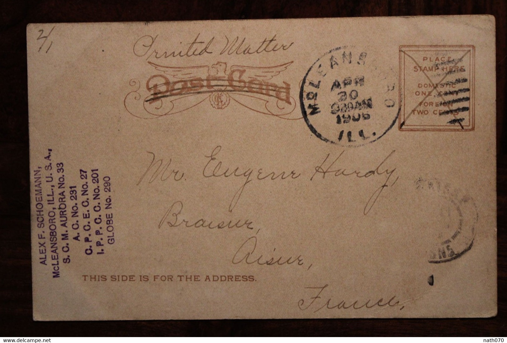 CPA Ak 1906 McLeansboro ILL Grand Boulevard Chicago USA Us Postcard Braisne France Aisne - Lettres & Documents