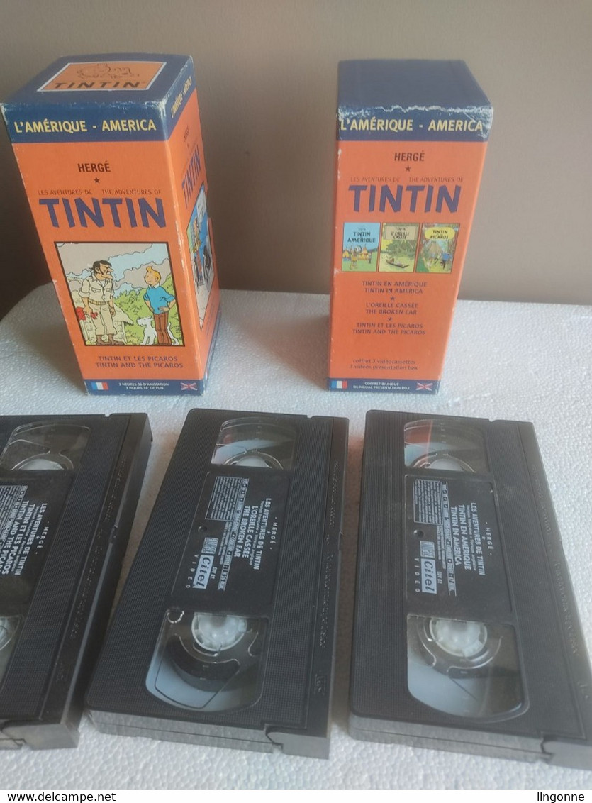 1999 TINTIN En AMERIQUE L'OREILLE CASSEE TINTIN Et Les PICAROS COFFRET De 3 VHS Secam EDITION SPECIALE - Cassette & DVD