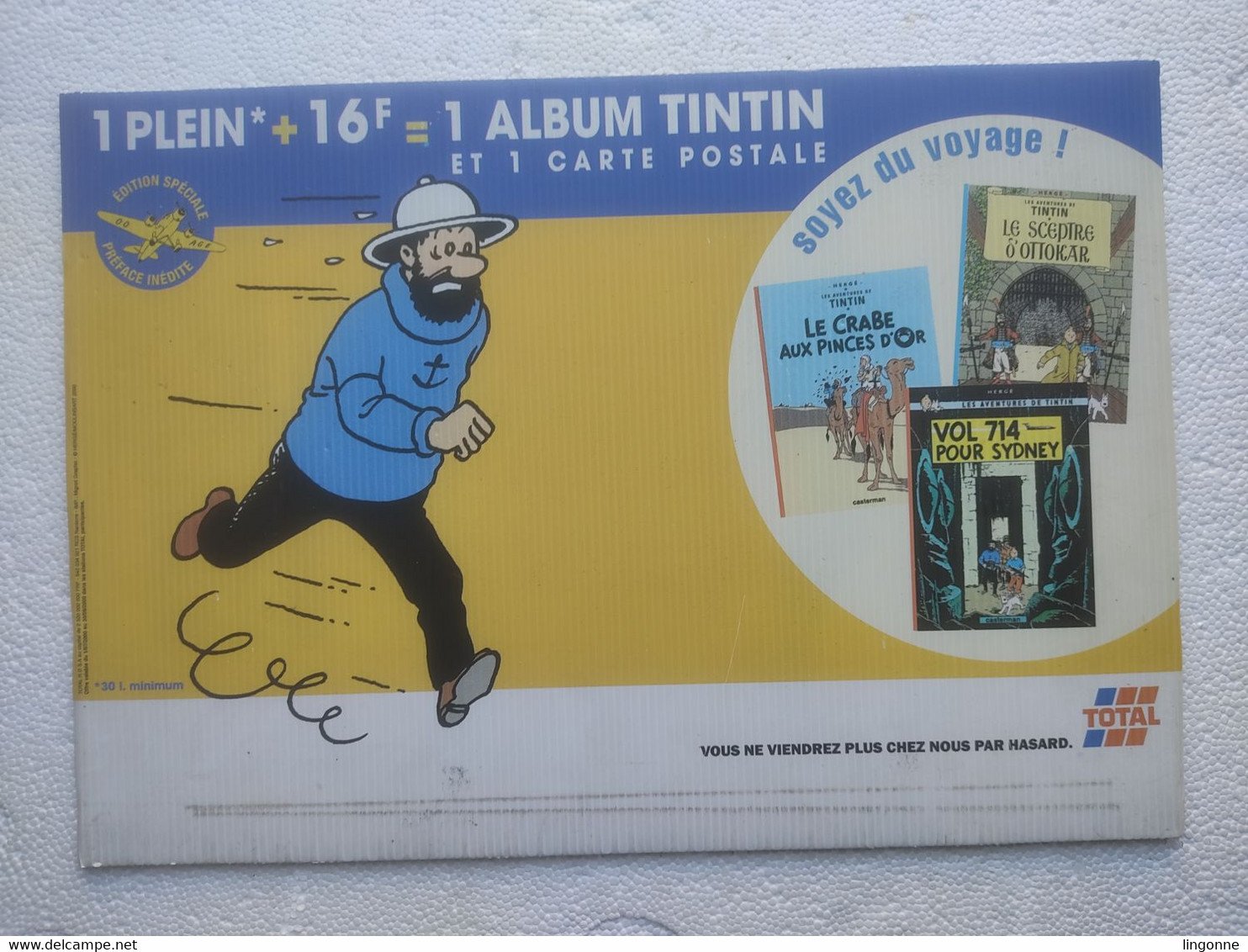 1999 TINTIN PANNEAU PUBLICITAIRE Plastique TOTAL Publicité Sur Point De Vente CAPITAINE HADDOCK Hergé Moulinsart 2000 - Affiches & Offsets