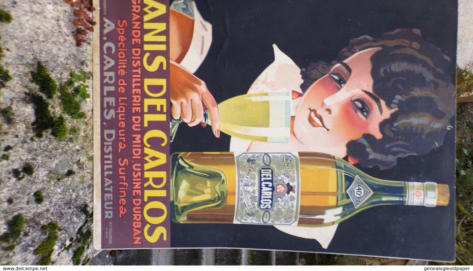 31- TOULOUSE- RARE CARTON PUBLICITAIRE ORIGINAL ANIS DEL CARLOS- CARLES- DISTILLERIE DISTILLATEUR USINE DURBAN - Paperboard Signs